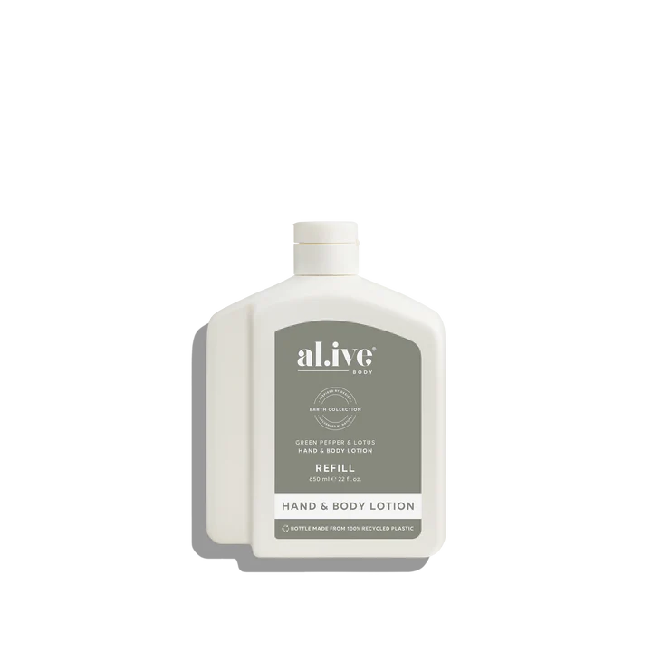 Al.ive Body - 650ml Lotion Refill - Green Pepper & Lotus - Image 3