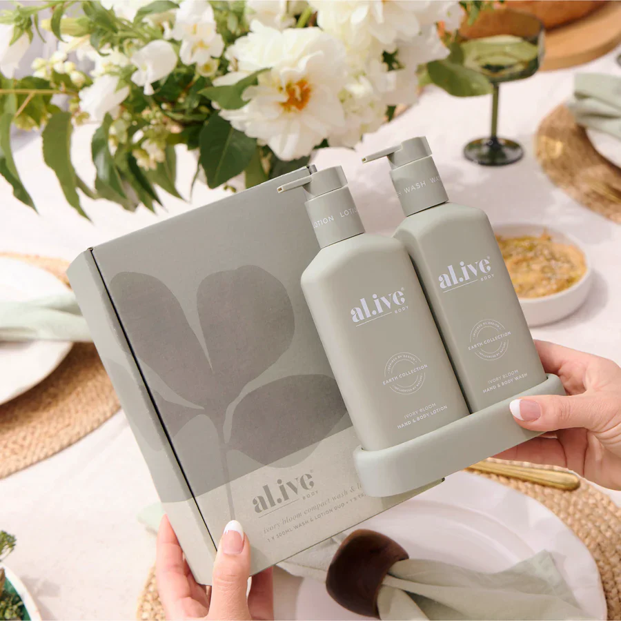 Al.ive Body - Compact Bathroom Duo Wash + Lotion - Ivory Bloom
