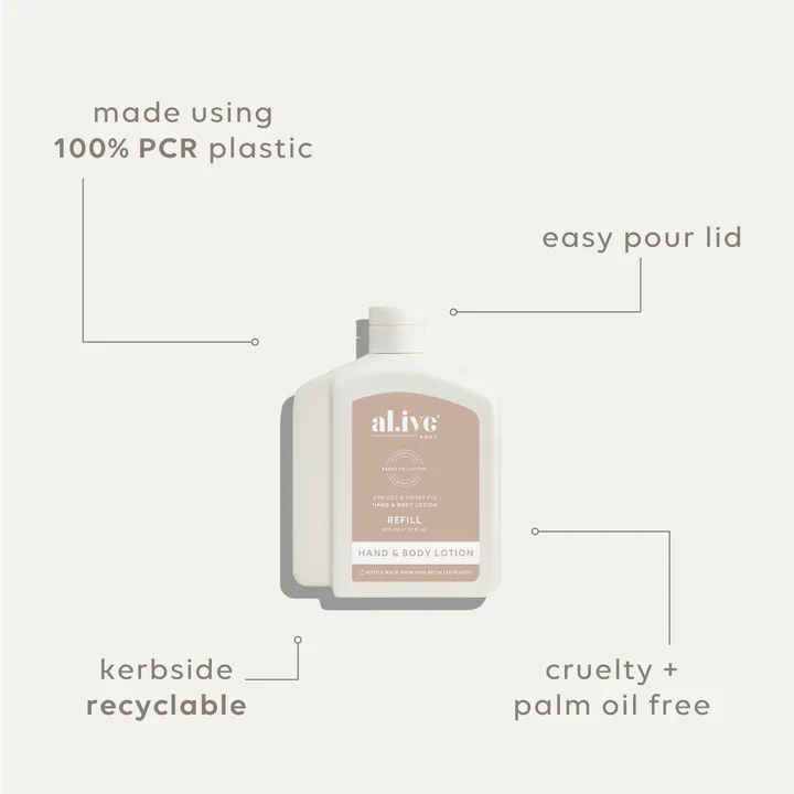 Al.ive Body - Lotion Refill - Apricot & Sweet Fig - 650ml - Image 4