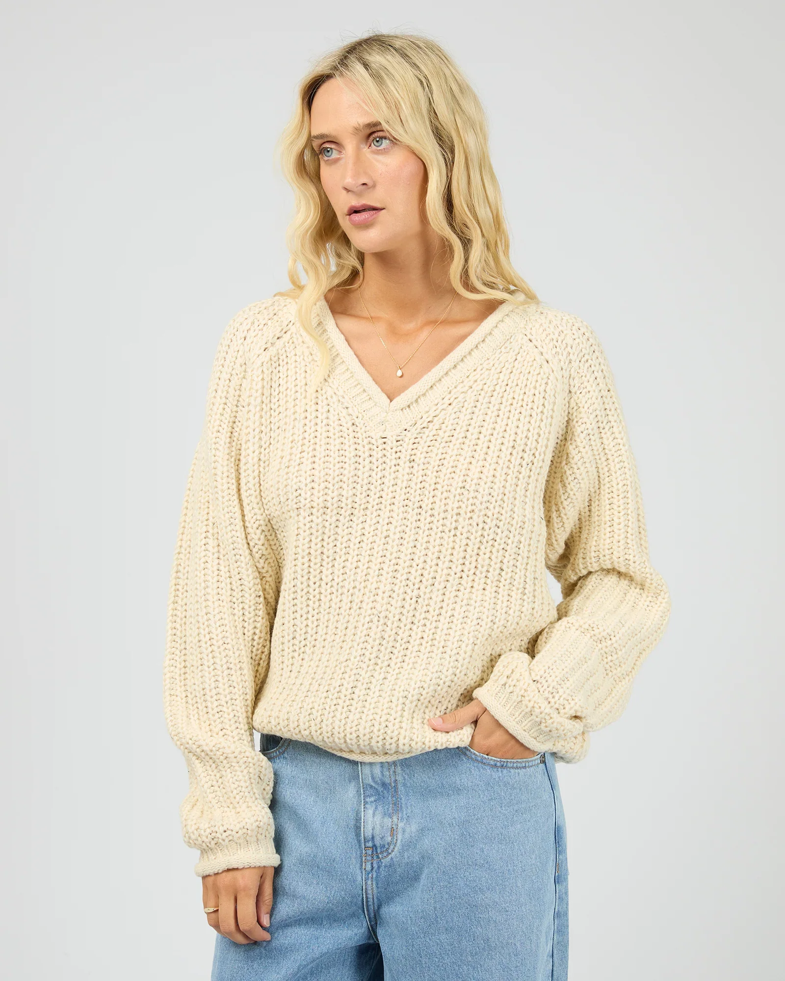 All About Eve - Hali V-Neck Knit - Vanilla