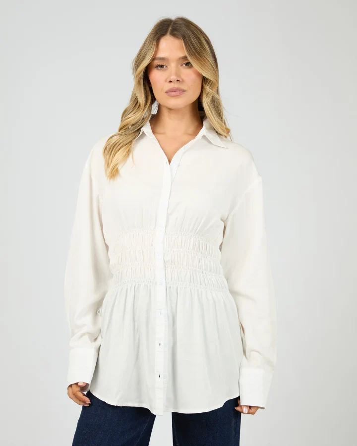 All About Eve - Ruched Shirt - White