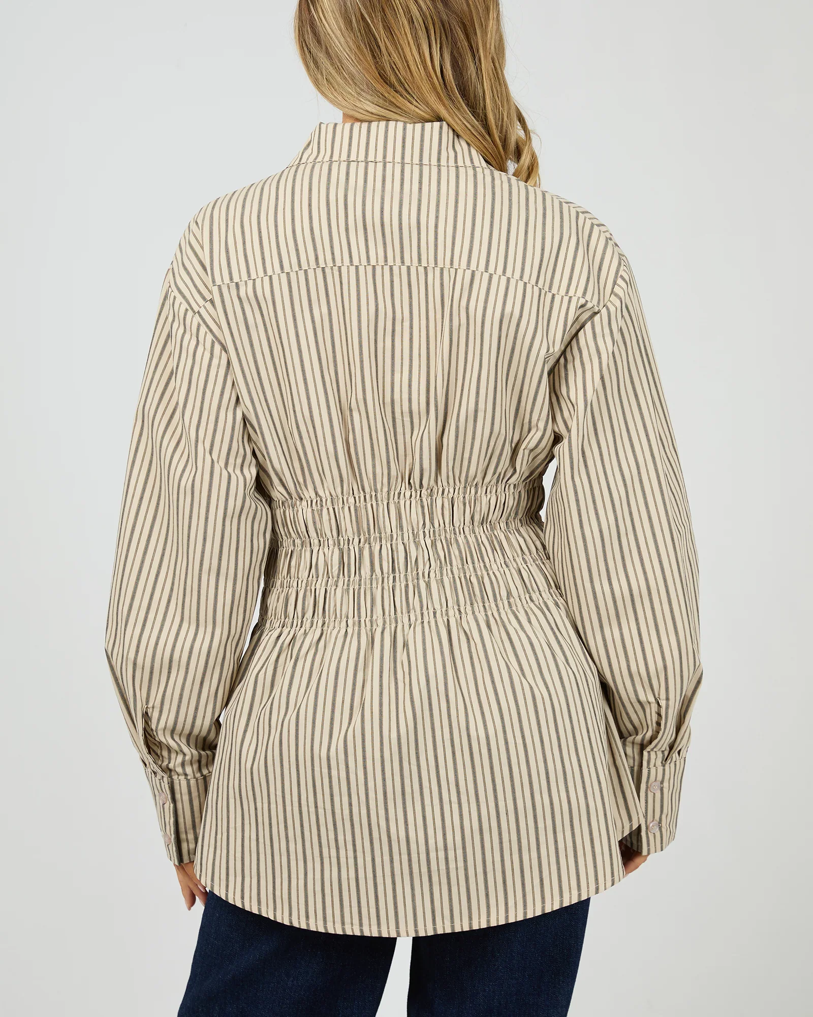 All About Eve - Ruched Stripe Shirt - Natural - Image 4