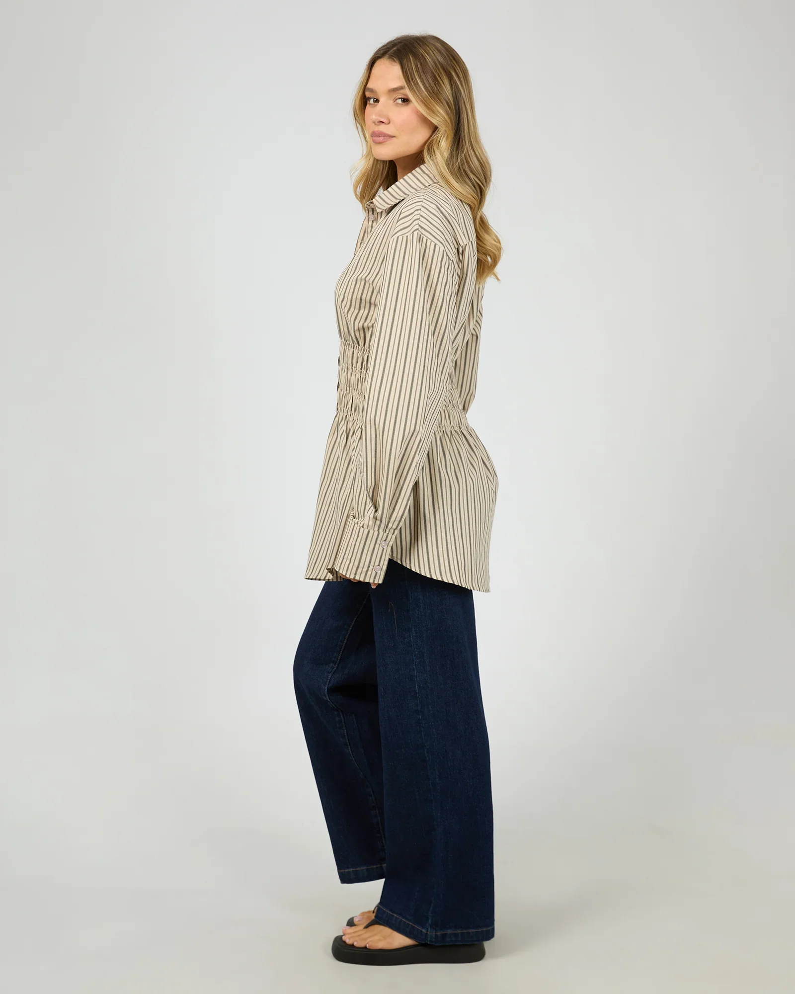 All About Eve - Ruched Stripe Shirt - Natural - Image 5