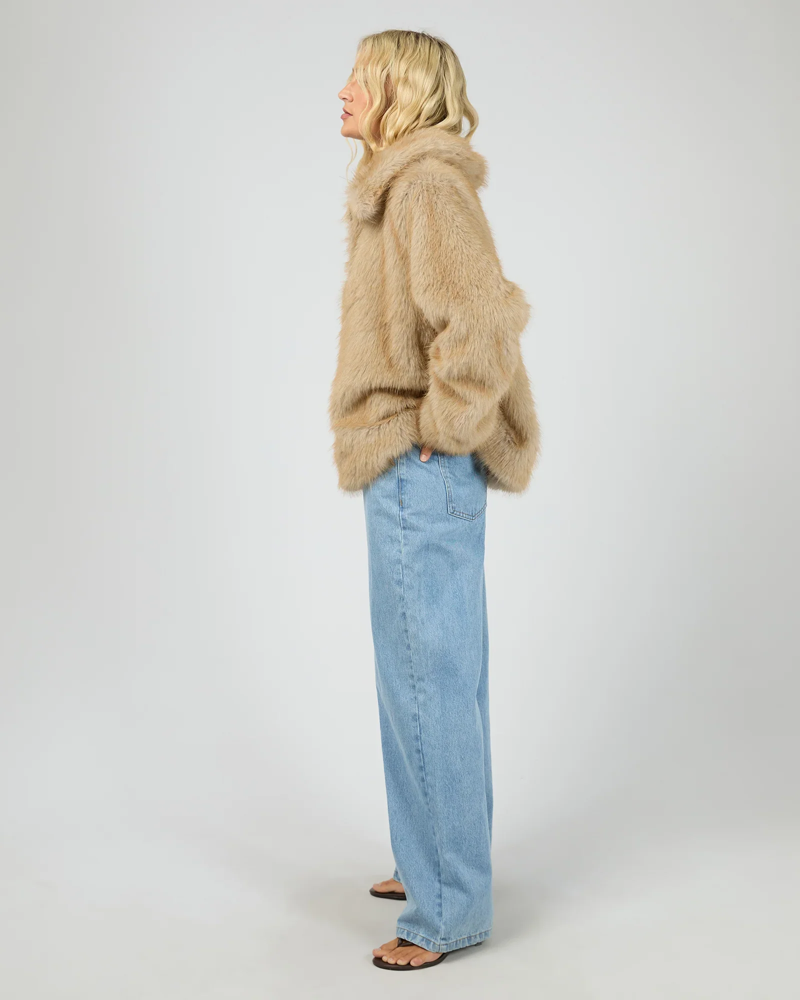 All About Eve - Sable Faux Fur Zip Coat - Image 6
