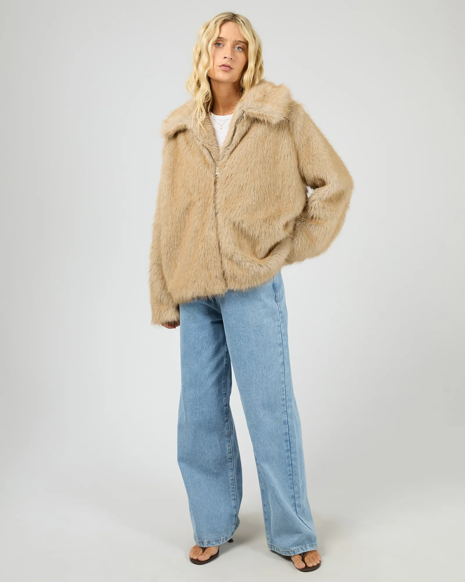 All About Eve - Sable Faux Fur Zip Coat - Image 7
