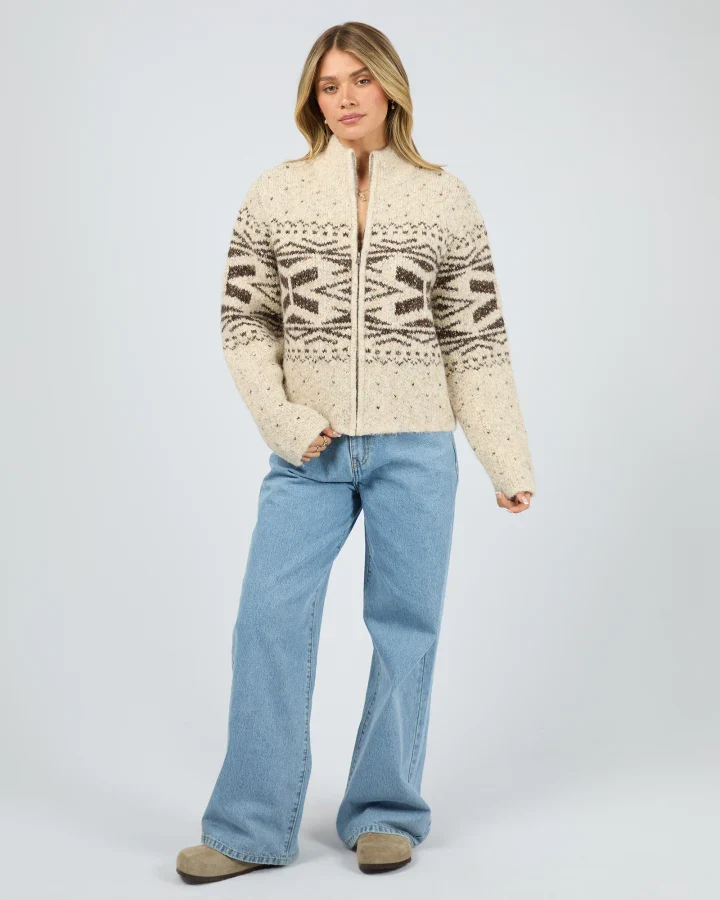All About Eve - Zoe Knit Zip Thru - Oat - Image 5