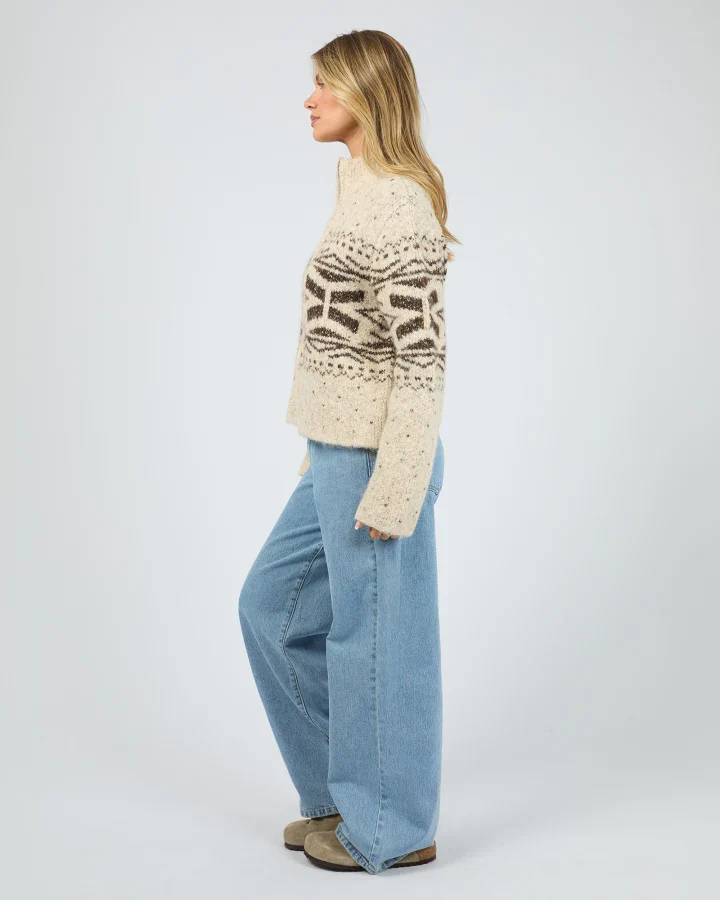 All About Eve - Zoe Knit Zip Thru - Oat - Image 6