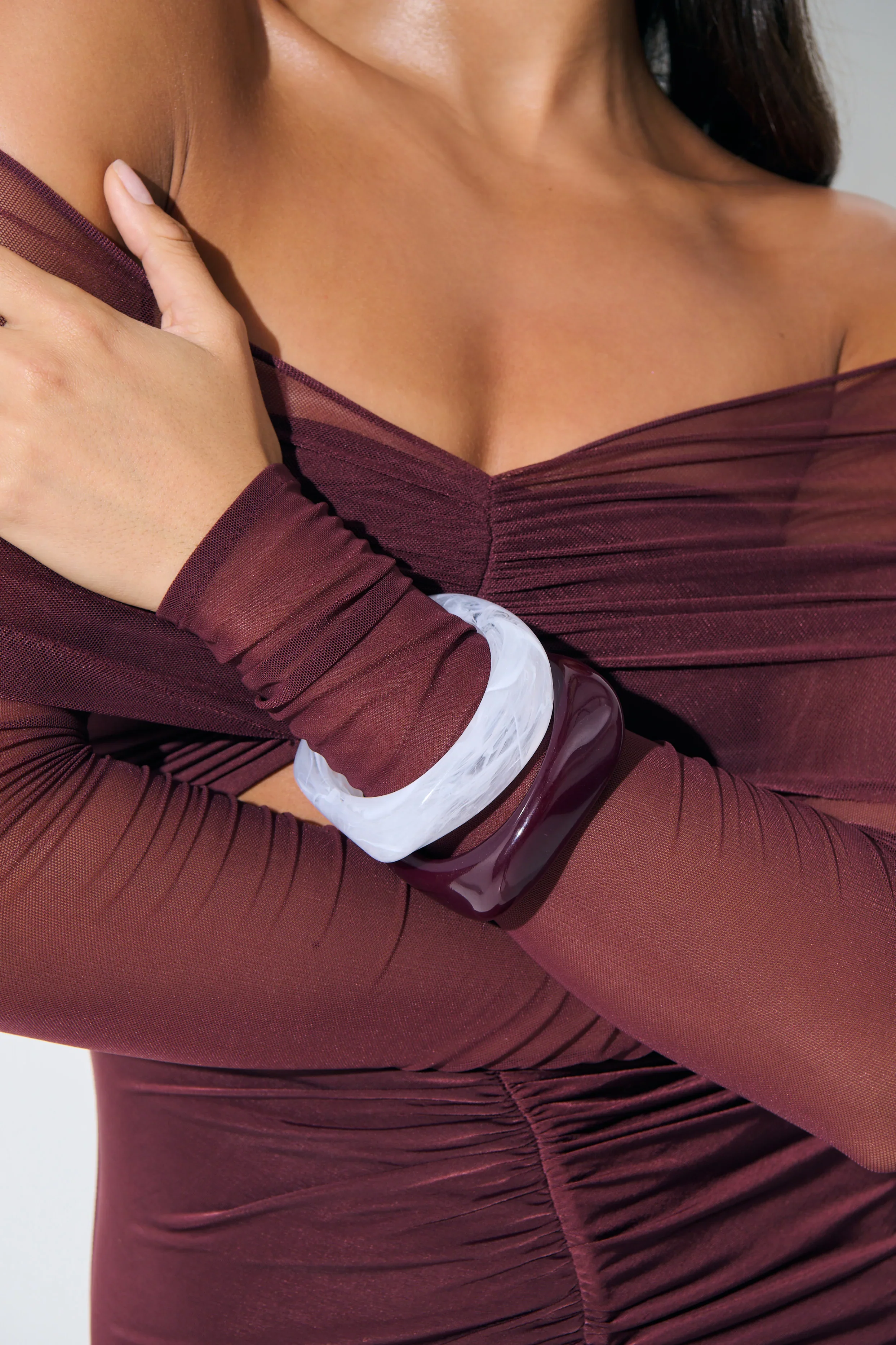 Angels Whisper - Angular Cuff Bangle - Wine - Image 4