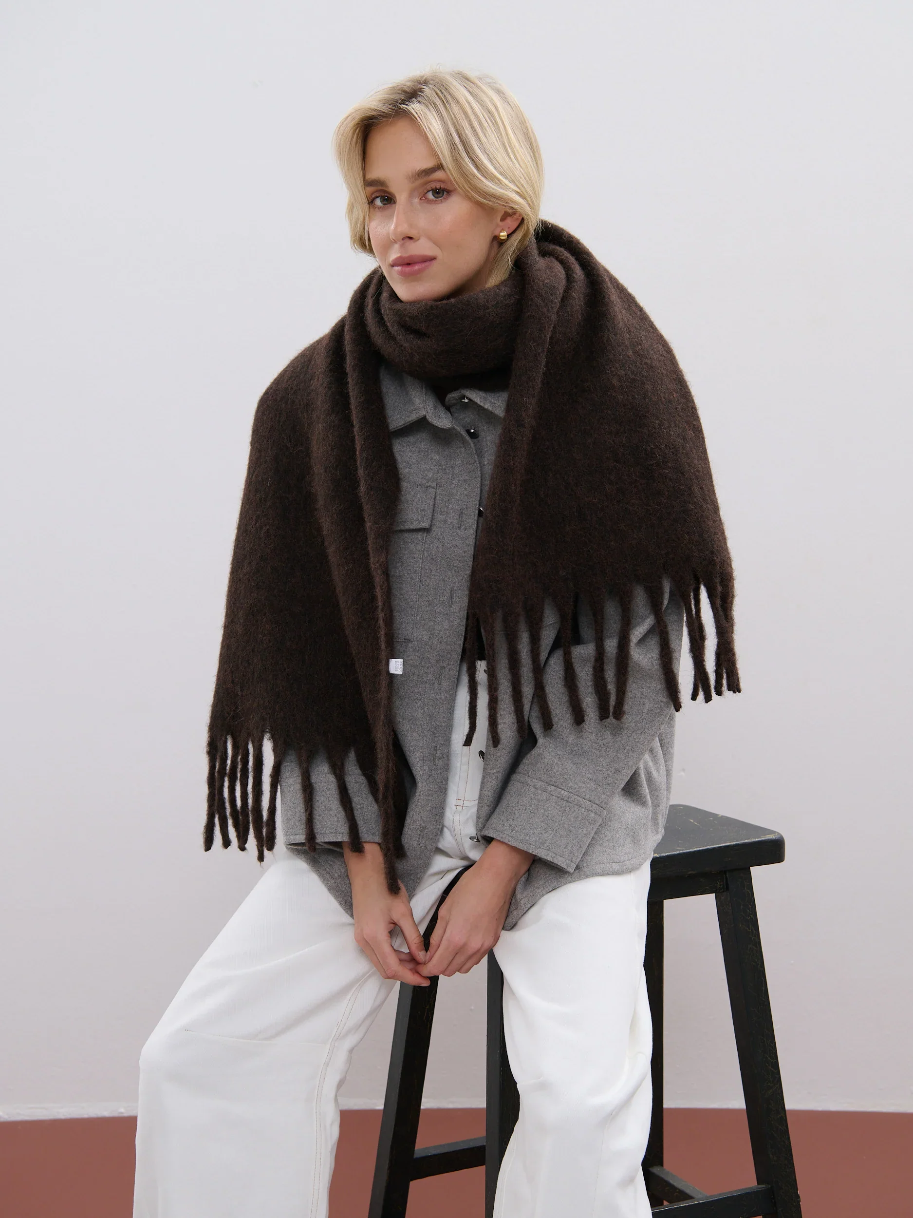 Angels Whisper - Betty Wool Brown Fluffy Scarf