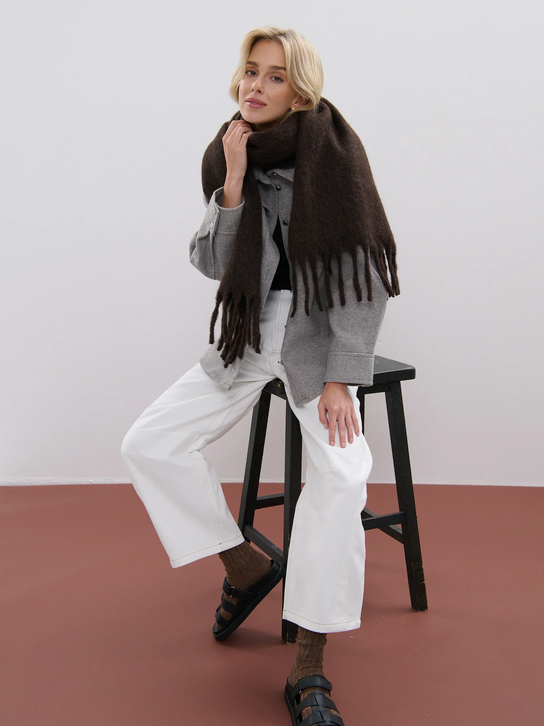 Angels Whisper - Betty Wool Brown Fluffy Scarf - Image 2