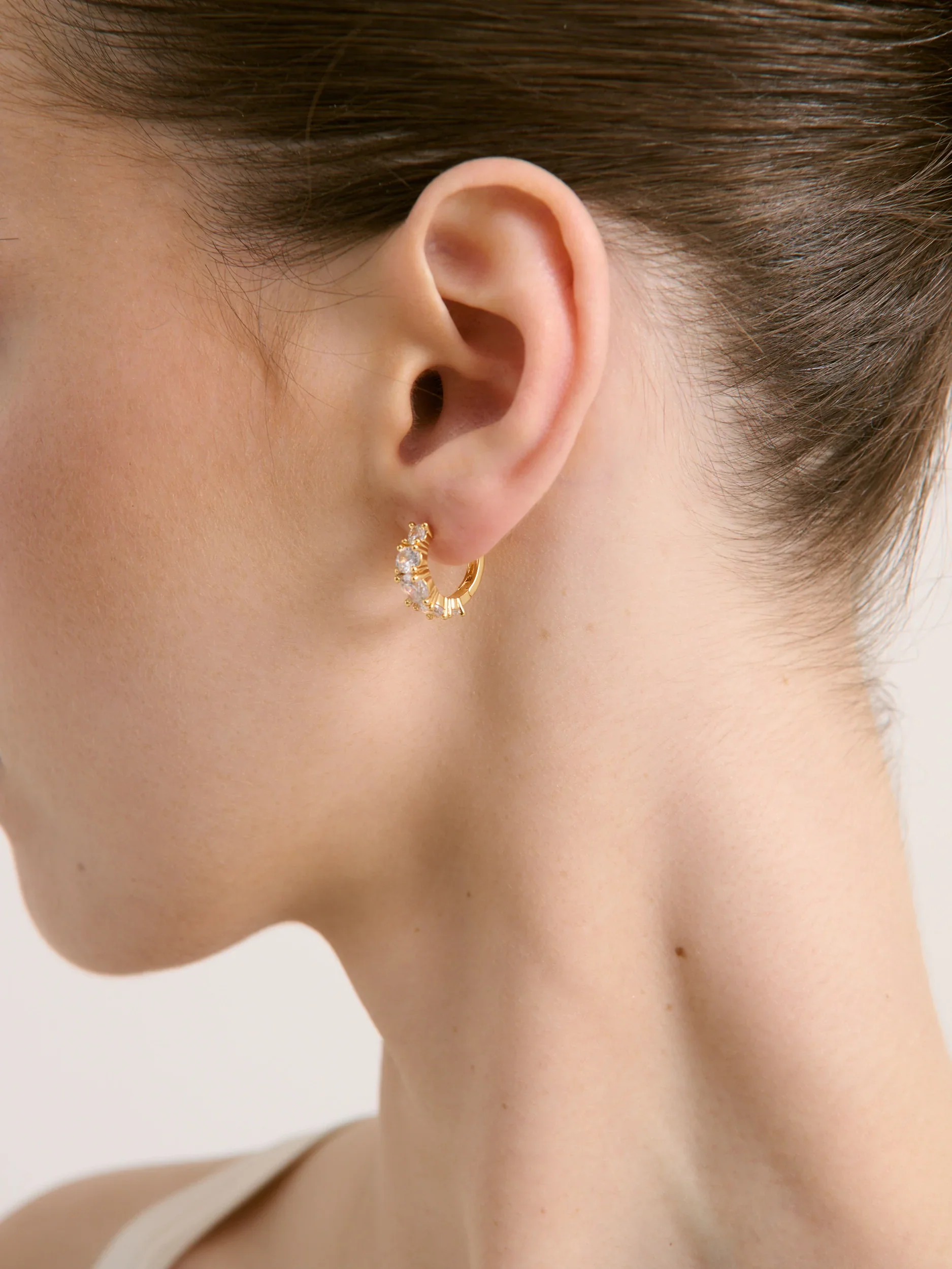 Angels Whisper - Birch Crystal 18K Gold Plated Huggie Earrings