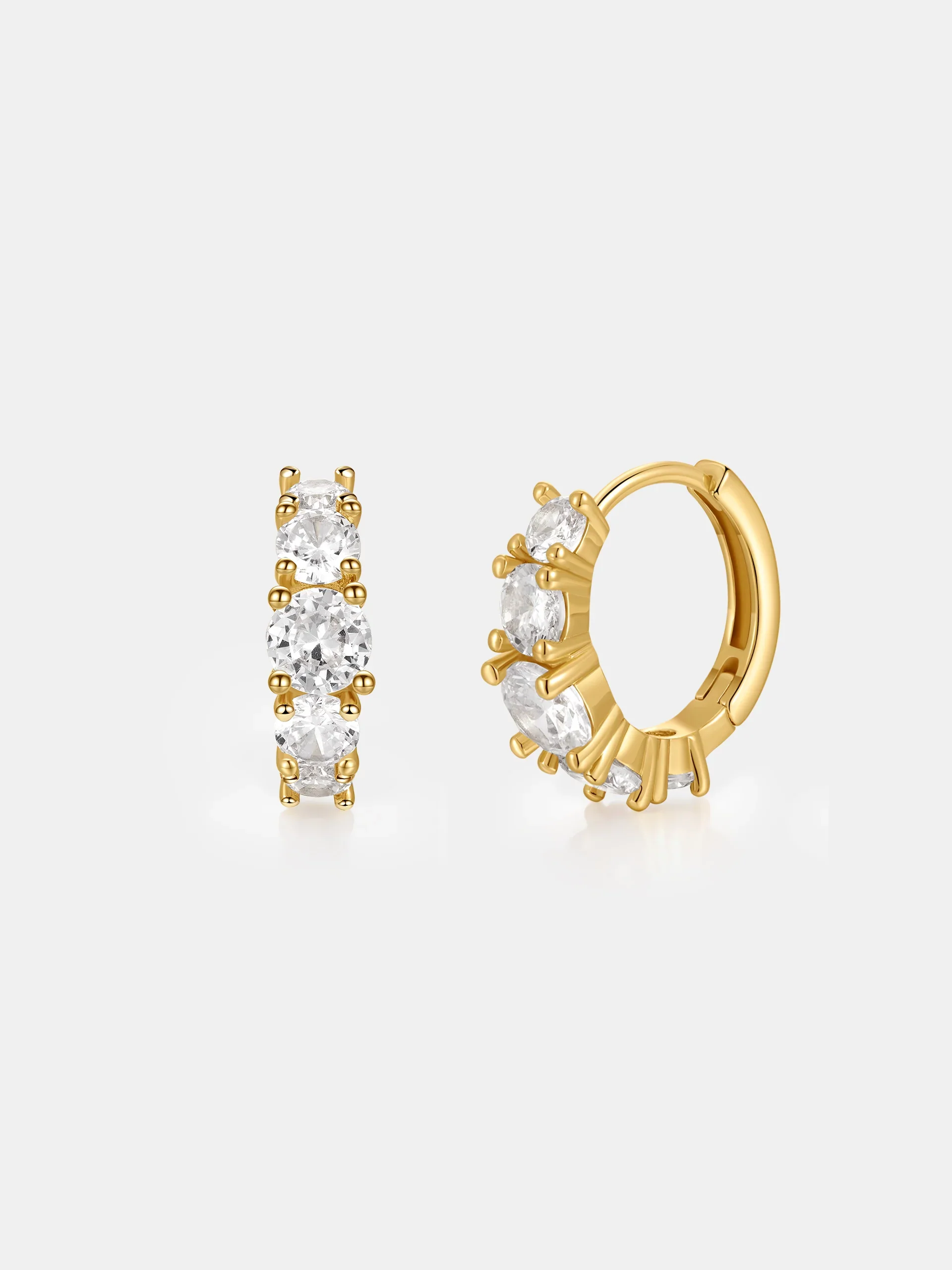 Angels Whisper - Birch Crystal 18K Gold Plated Huggie Earrings - Image 2