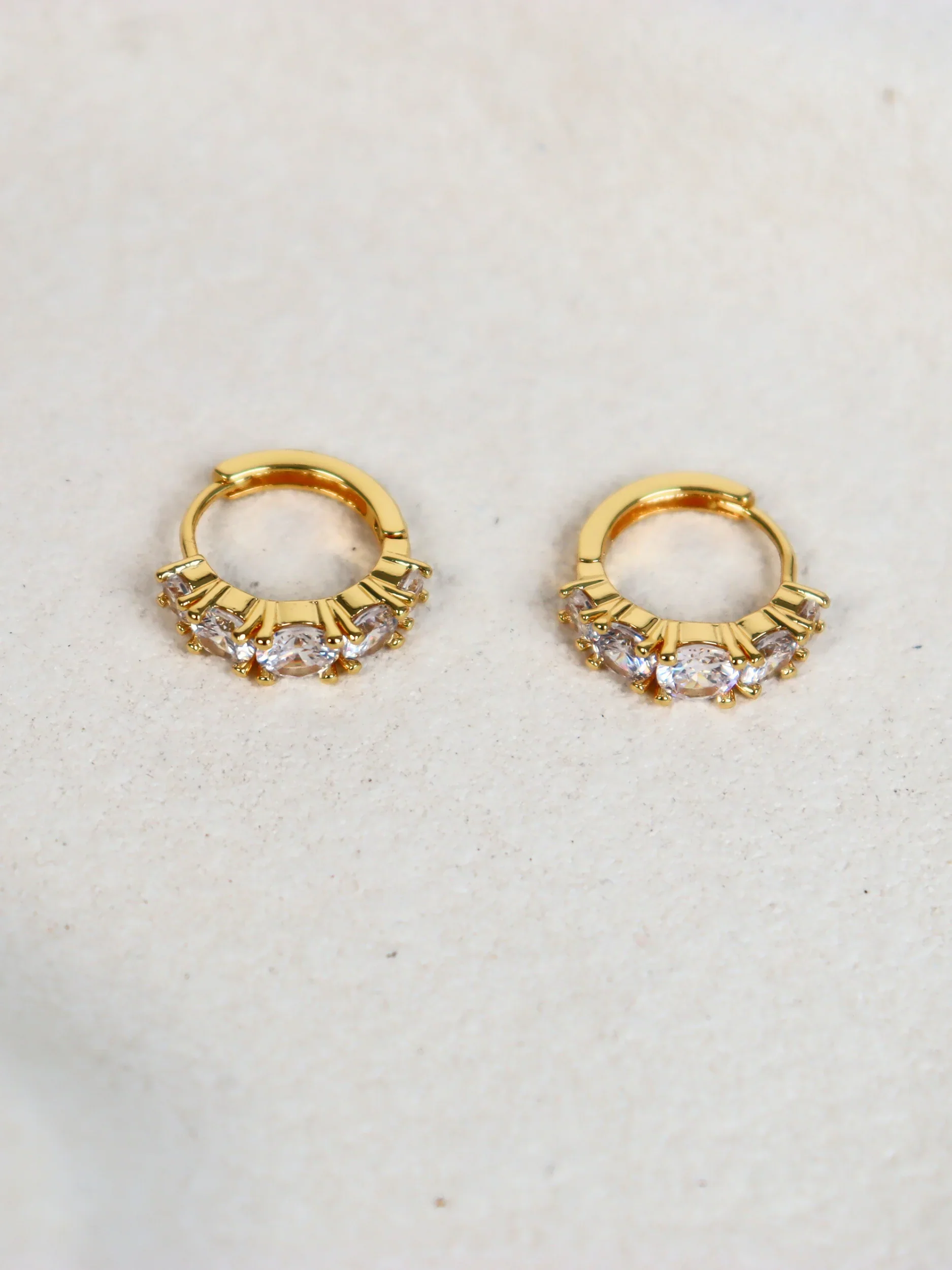 Angels Whisper - Birch Crystal 18K Gold Plated Huggie Earrings