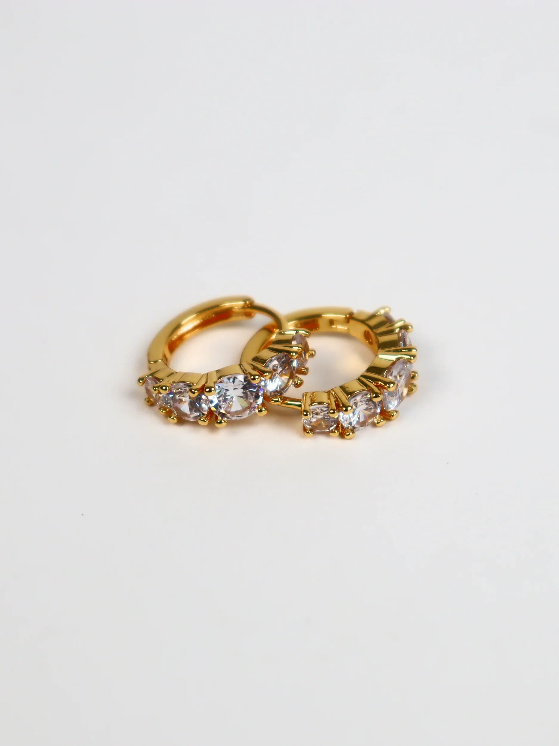 Angels Whisper - Birch Crystal 18K Gold Plated Huggie Earrings - Image 3