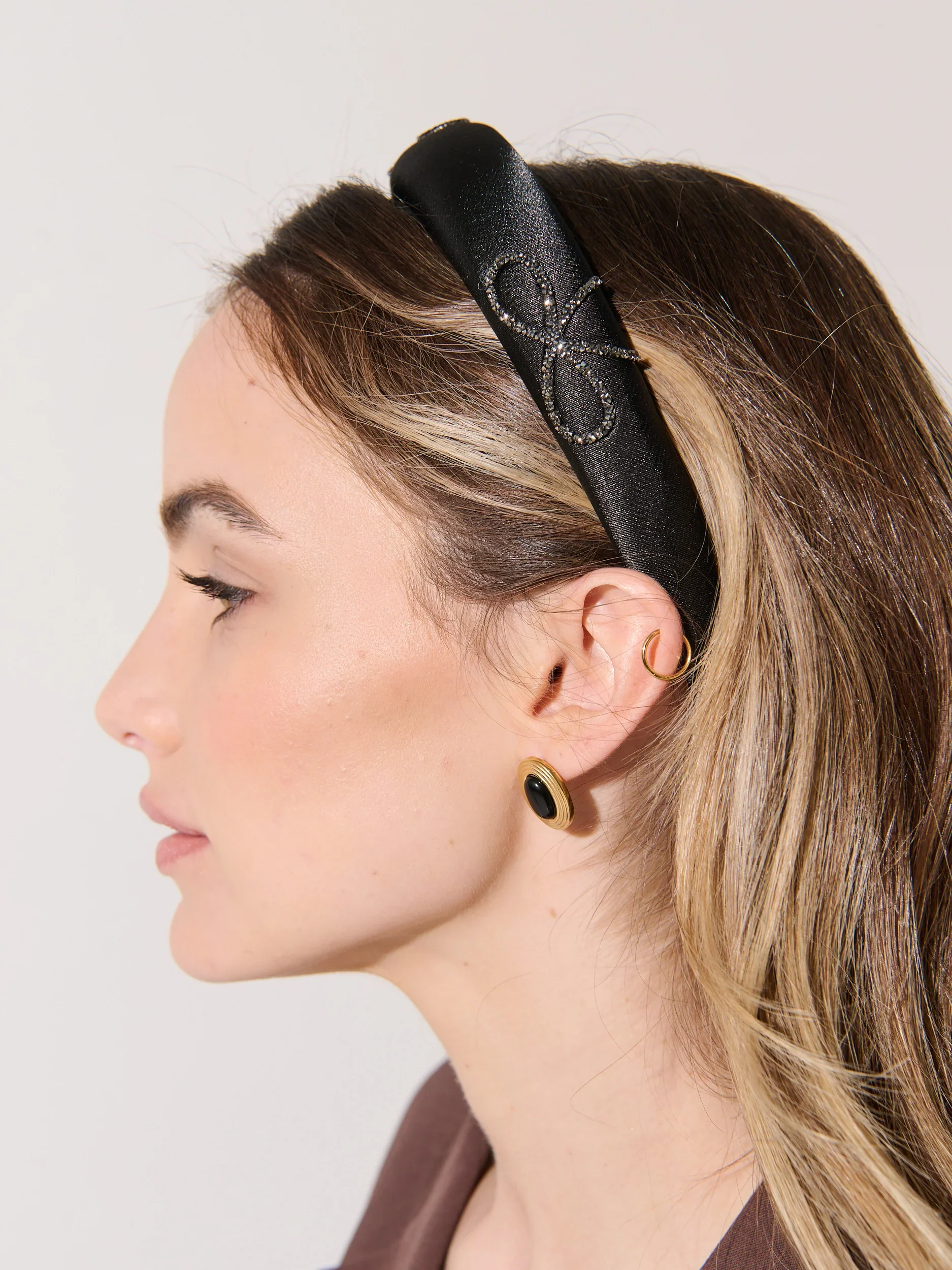 Angels Whisper - Black Diamante Bow Statement Headband - Image 2