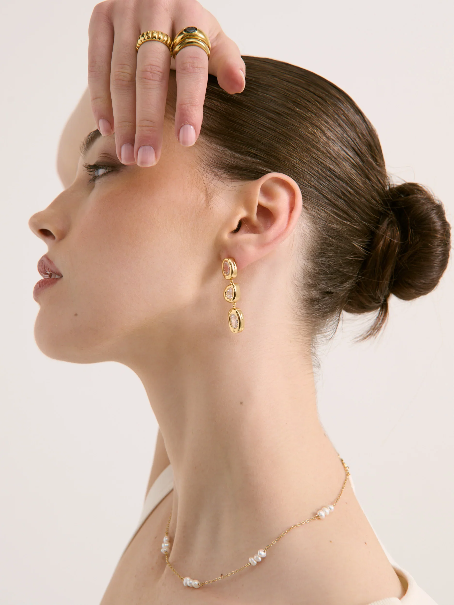 Angels Whisper - Cascade Crystal 18K Plated Drop Earrings - Image 3