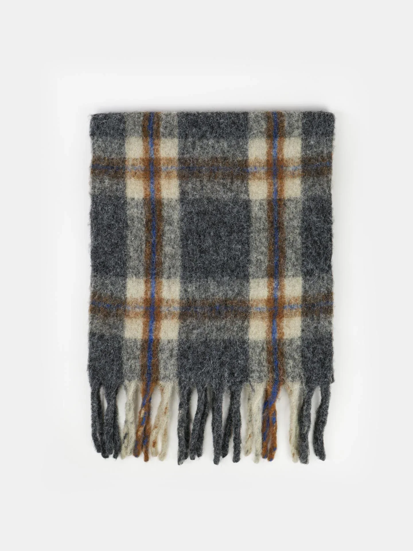 Angels Whisper - Classic Check Fluffy Scarf - Grey