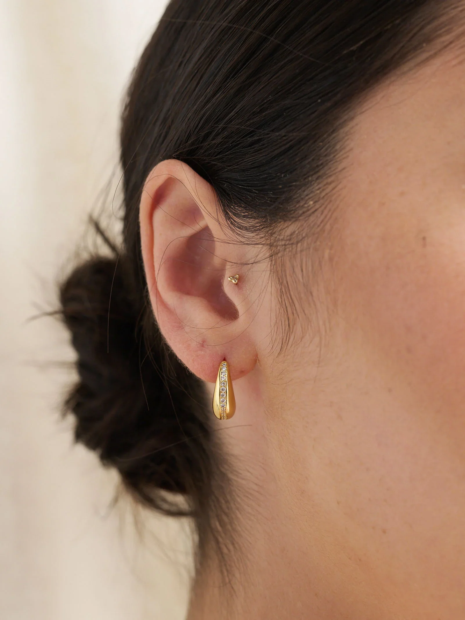 Angels Whisper - Dainty Stud 18K Gold Plated Earrings - Image 2