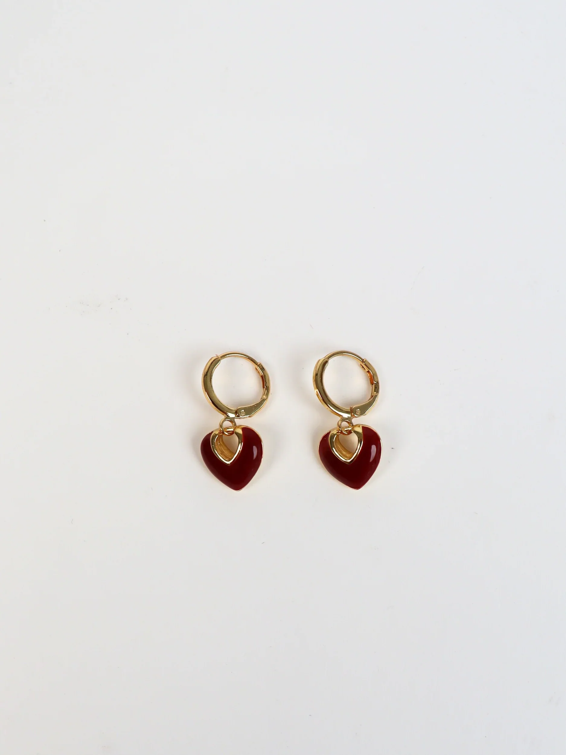 Angels Whisper - Jules Heart Red 18K Gold Plated Earrings