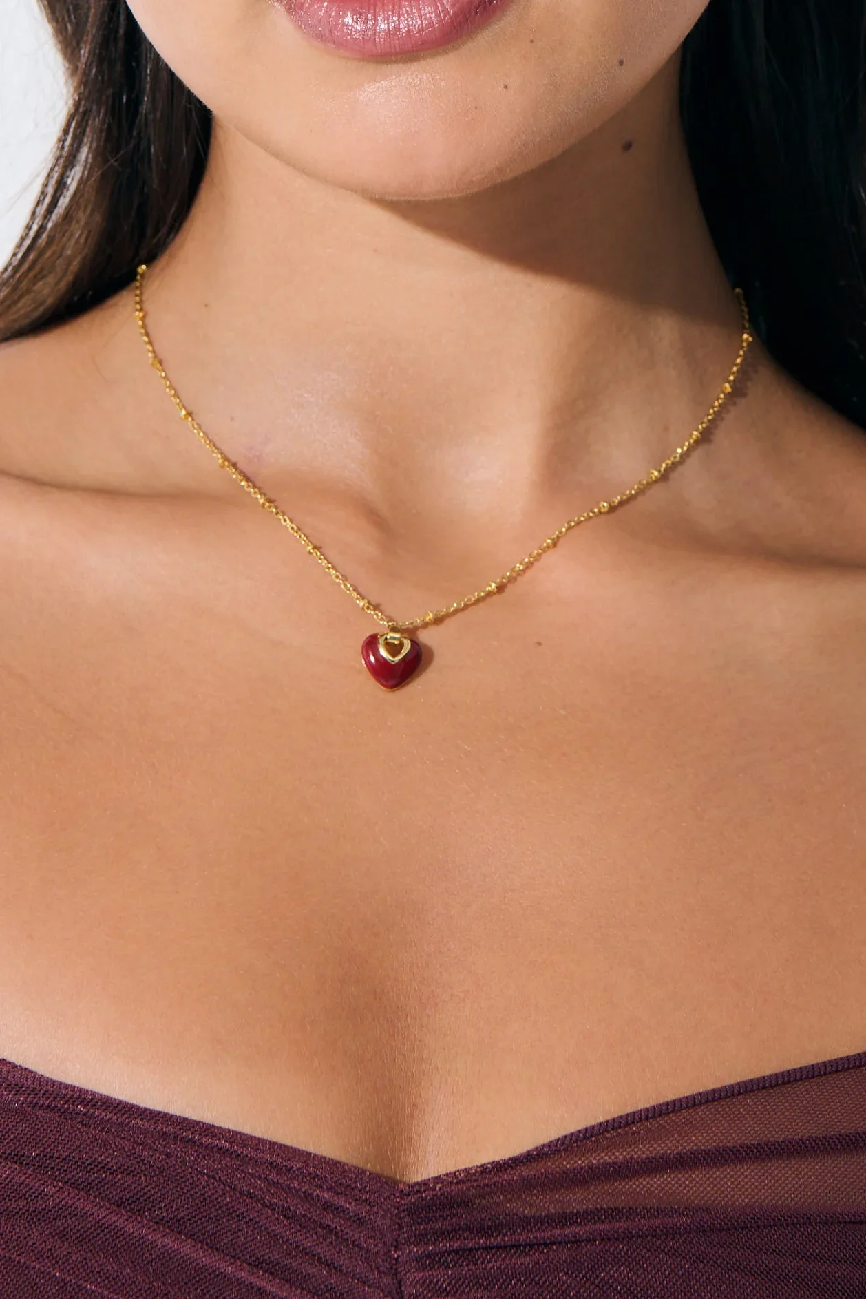 Angels Whisper - Jules Heart Red 18k Gold Plated Necklace