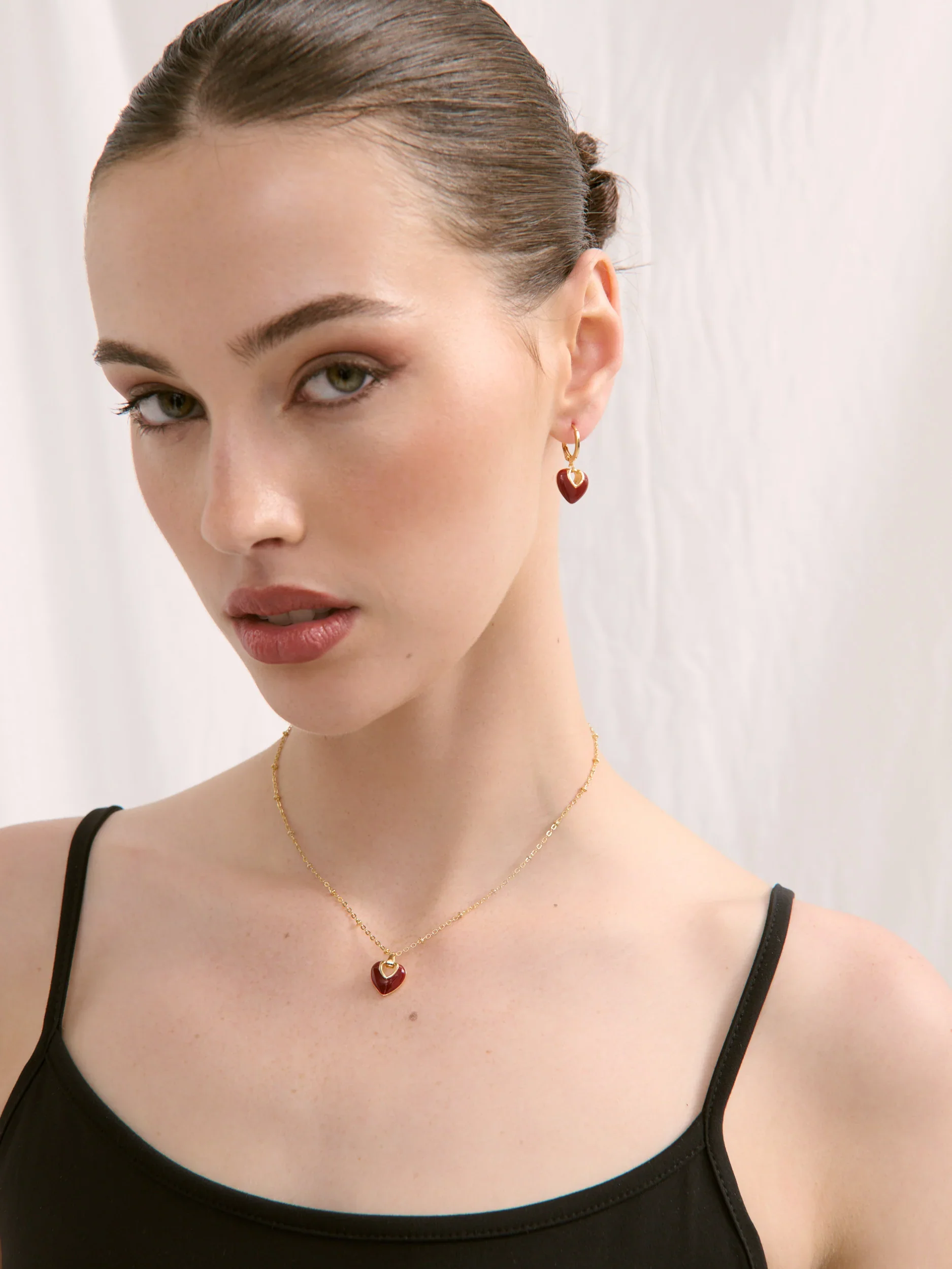 Angels Whisper - Jules Heart Red 18k Gold Plated Necklace - Image 3