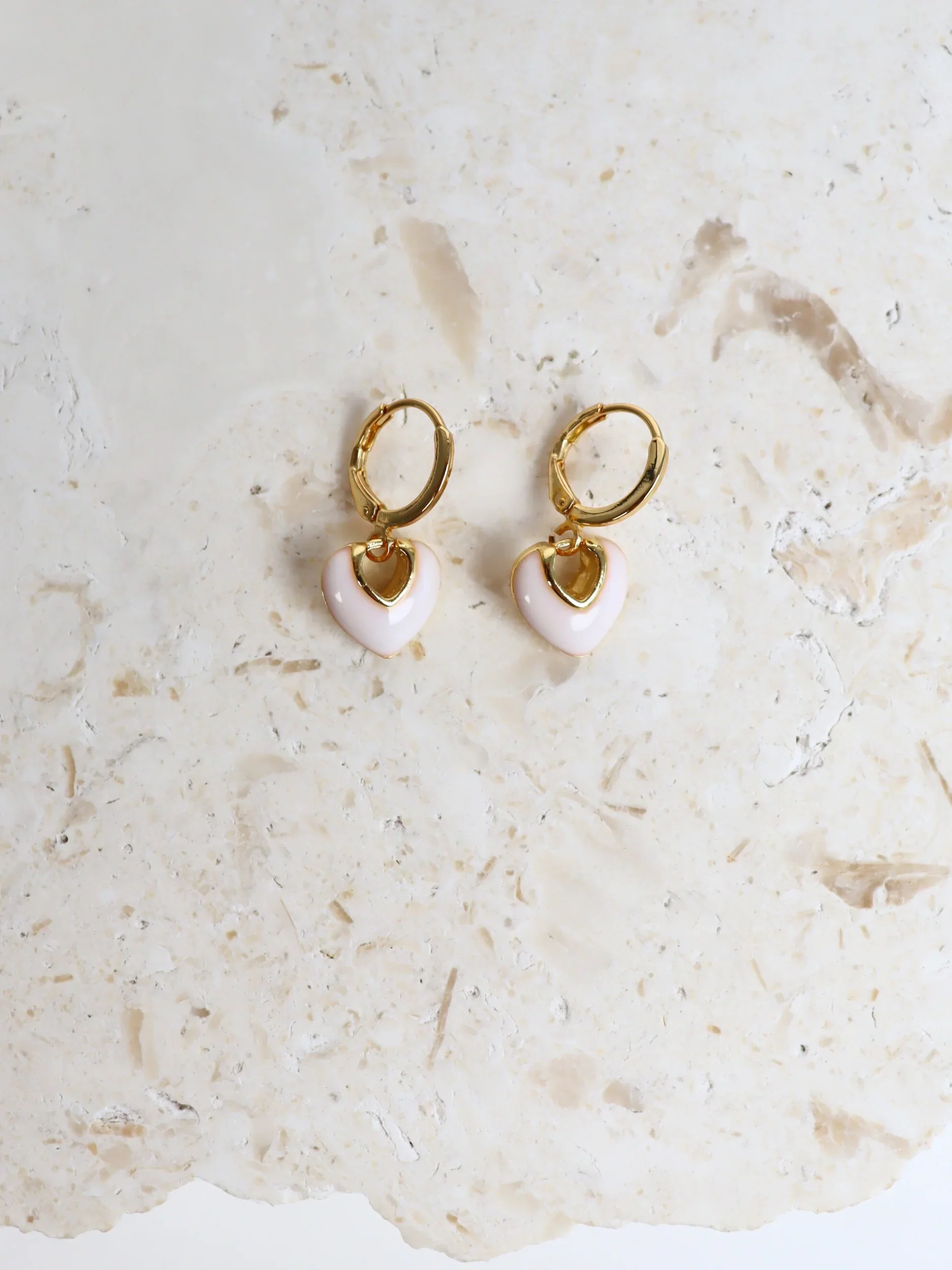 Angels Whisper - Jules Heart White 18K Gold Plated Earrings