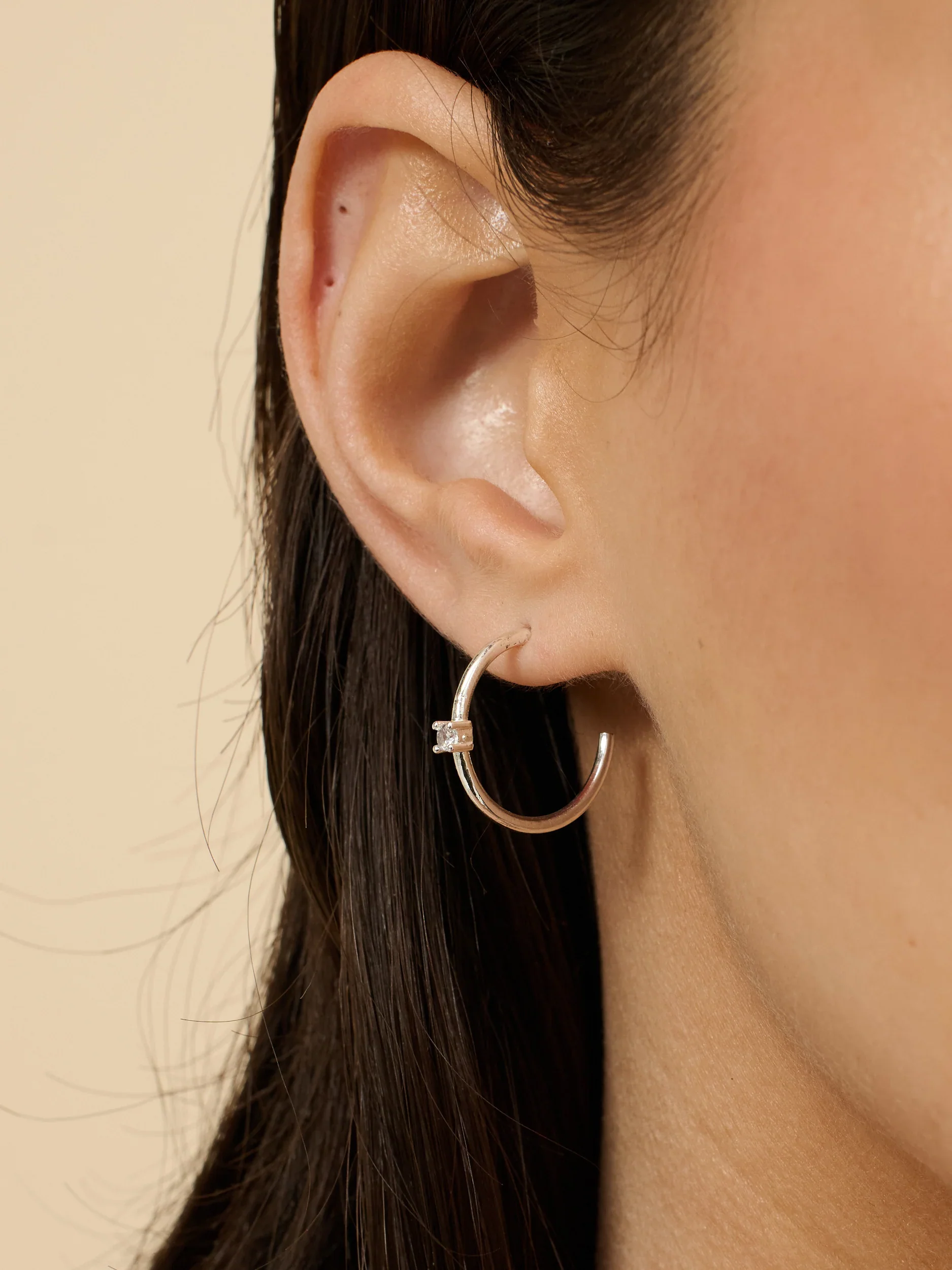 Angels Whisper - Minimal Diamanté Silver Plated Earrings