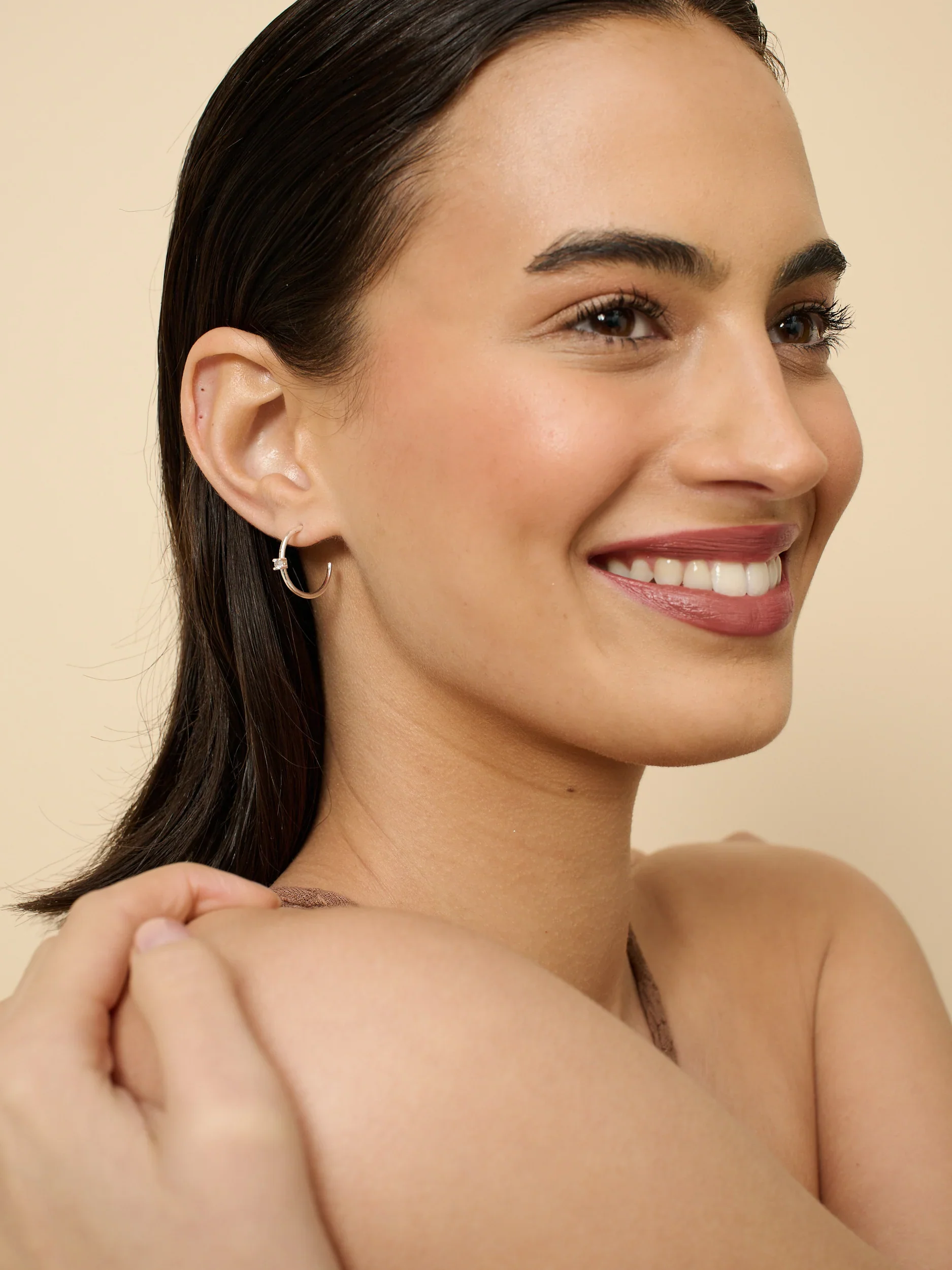 Angels Whisper - Minimal Diamanté Silver Plated Earrings - Image 3
