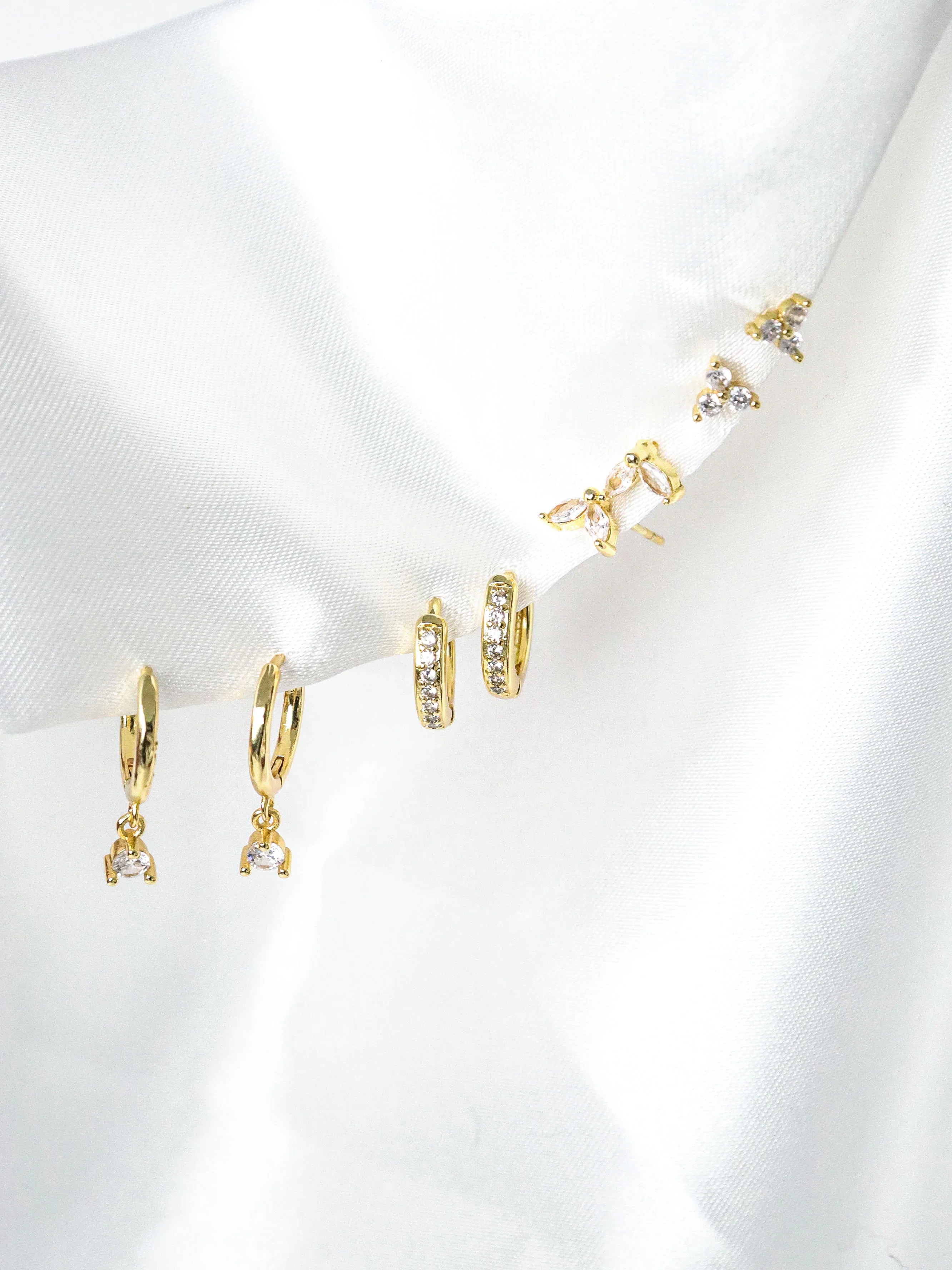 Angels Whisper - Summer 18K Gold Stacker Earring Set - Image 2