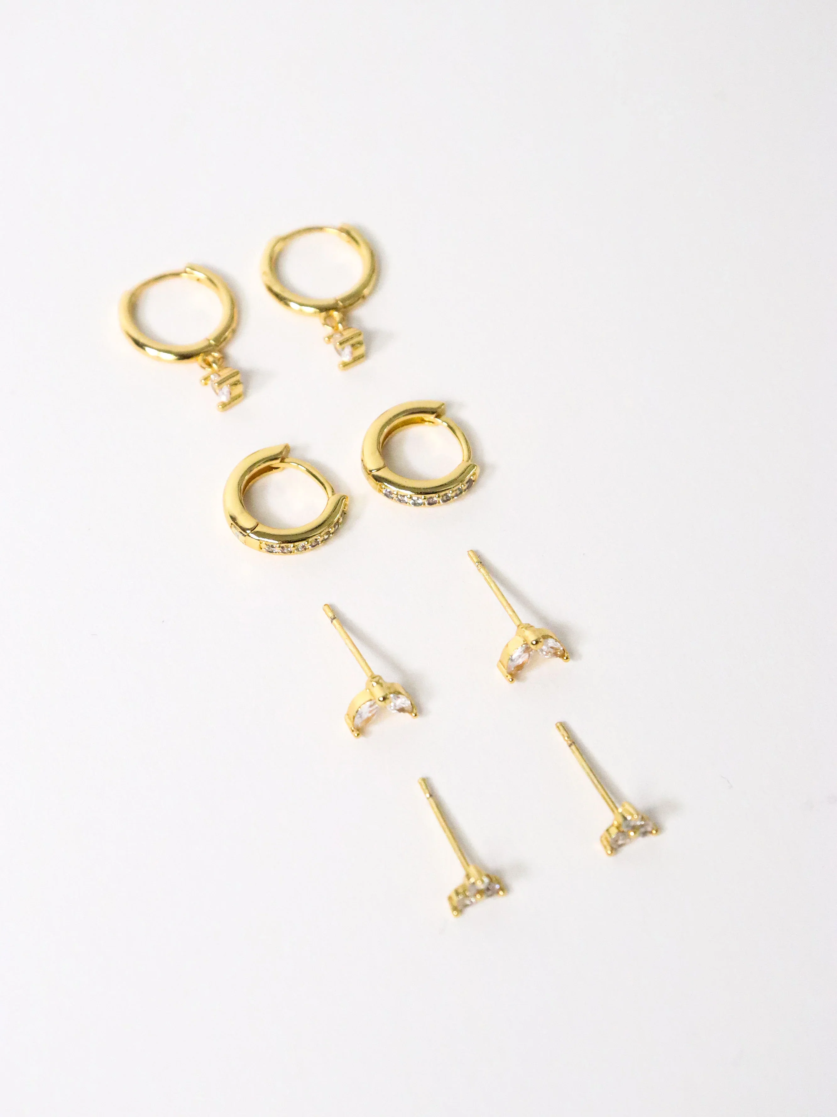 Angels Whisper - Summer 18K Gold Stacker Earring Set - Image 3