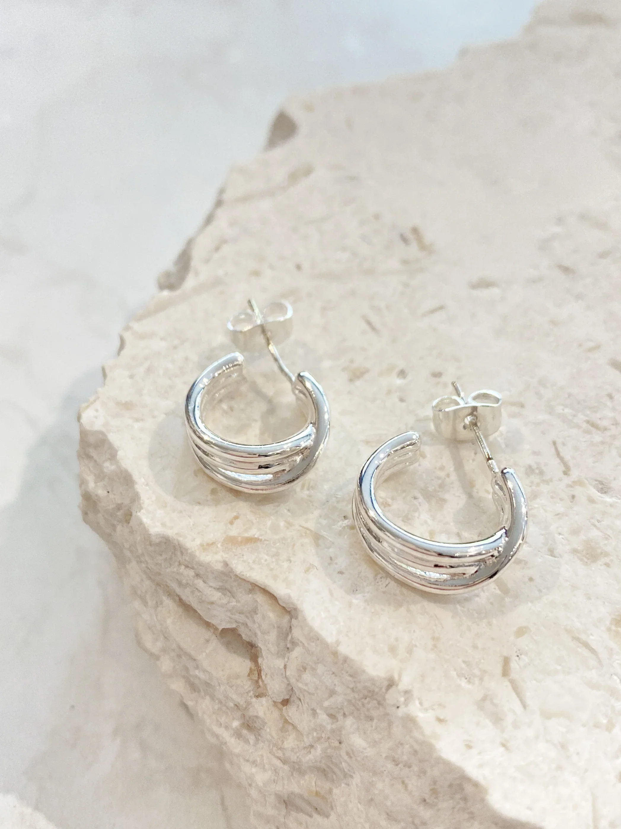 Angels Whisper - Twist Small Sterling Silver Plated Hoops - Image 2