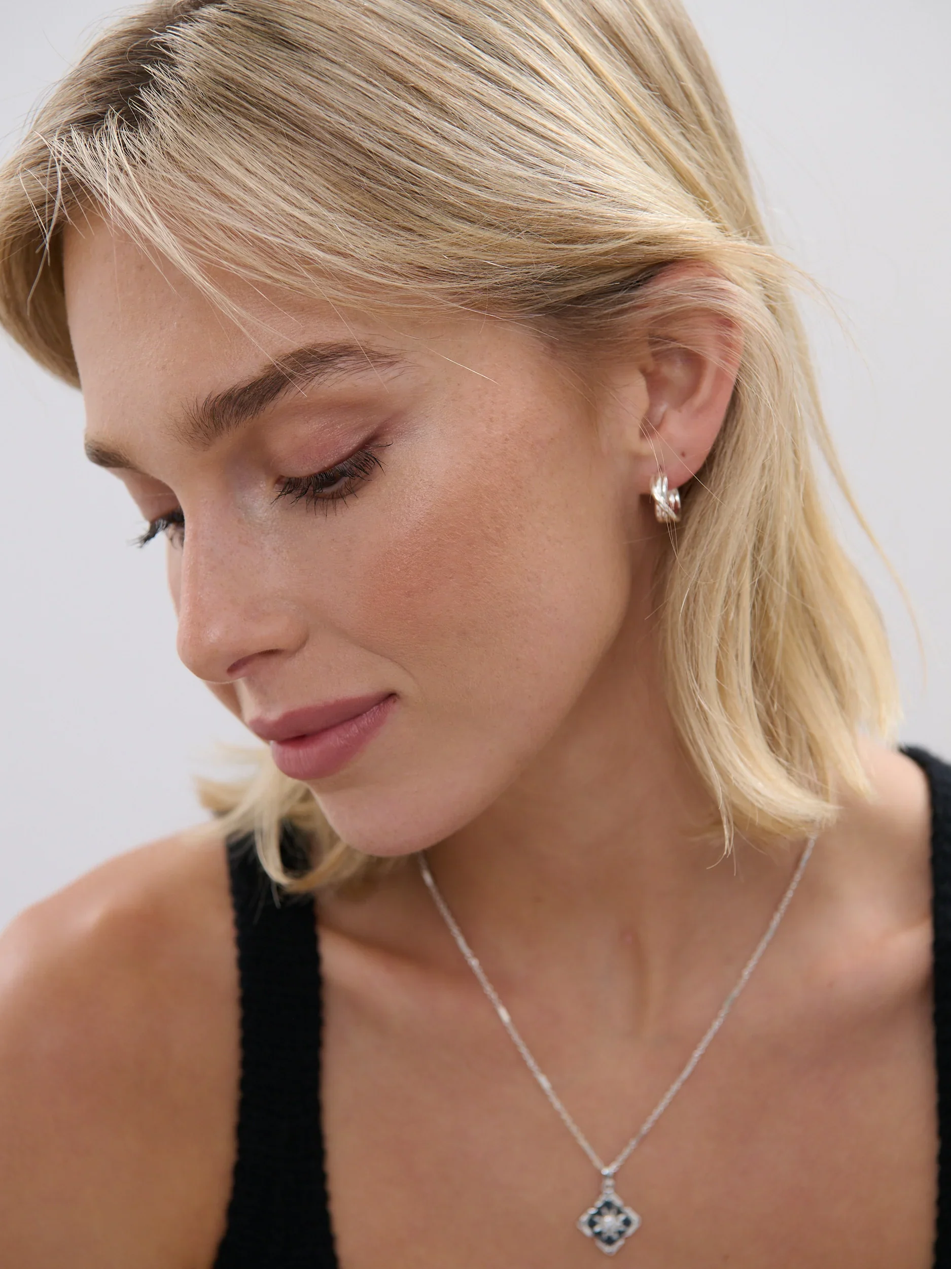 Angels Whisper - Twist Small Sterling Silver Plated Hoops - Image 3