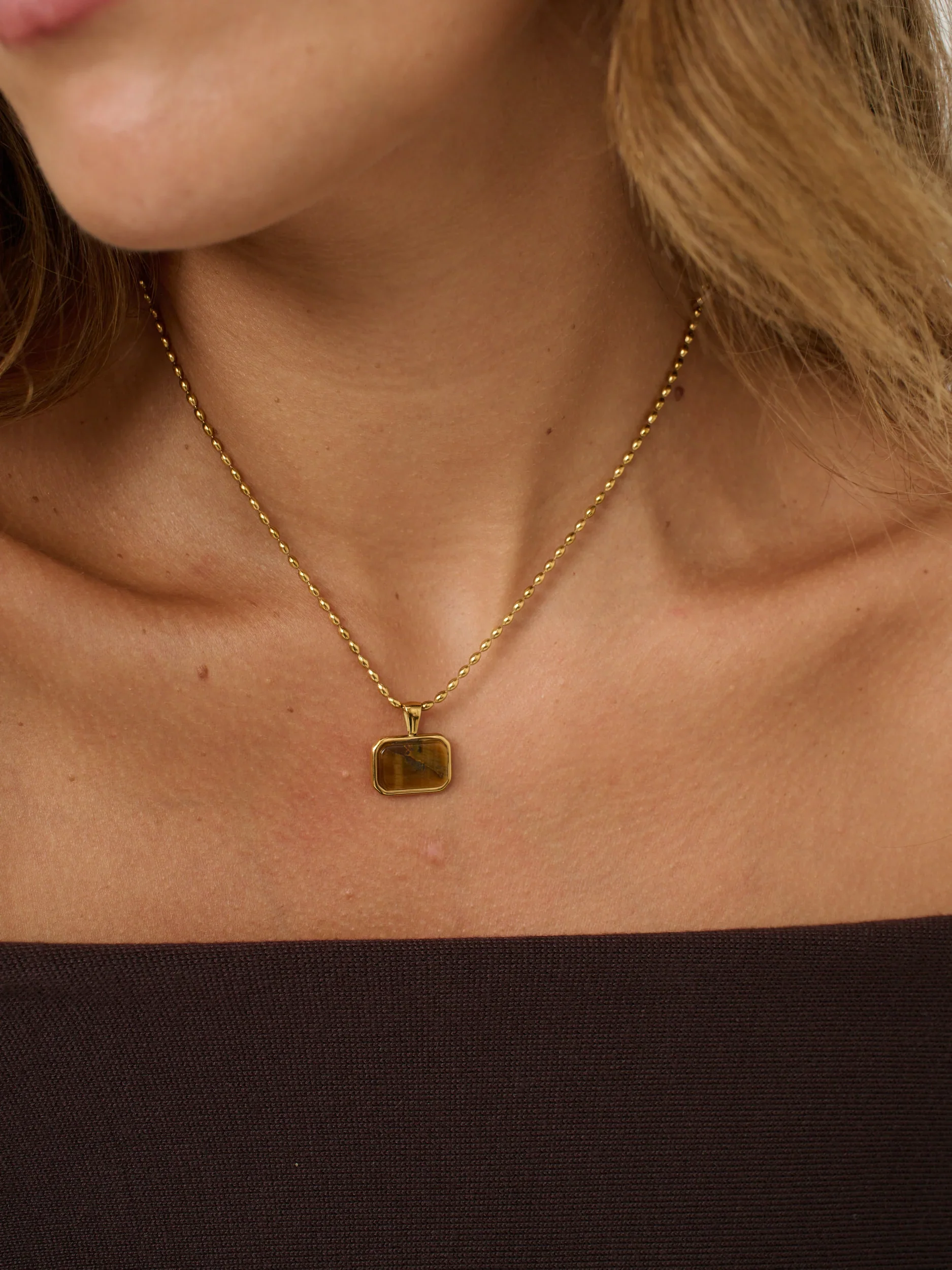 Angels Whisper - Voyager Tiger Eye Necklace - Gold - Image 2