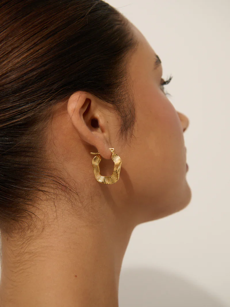 Angels Whisper - Wave Coil 18k Gold Plated Earrings - Image 3