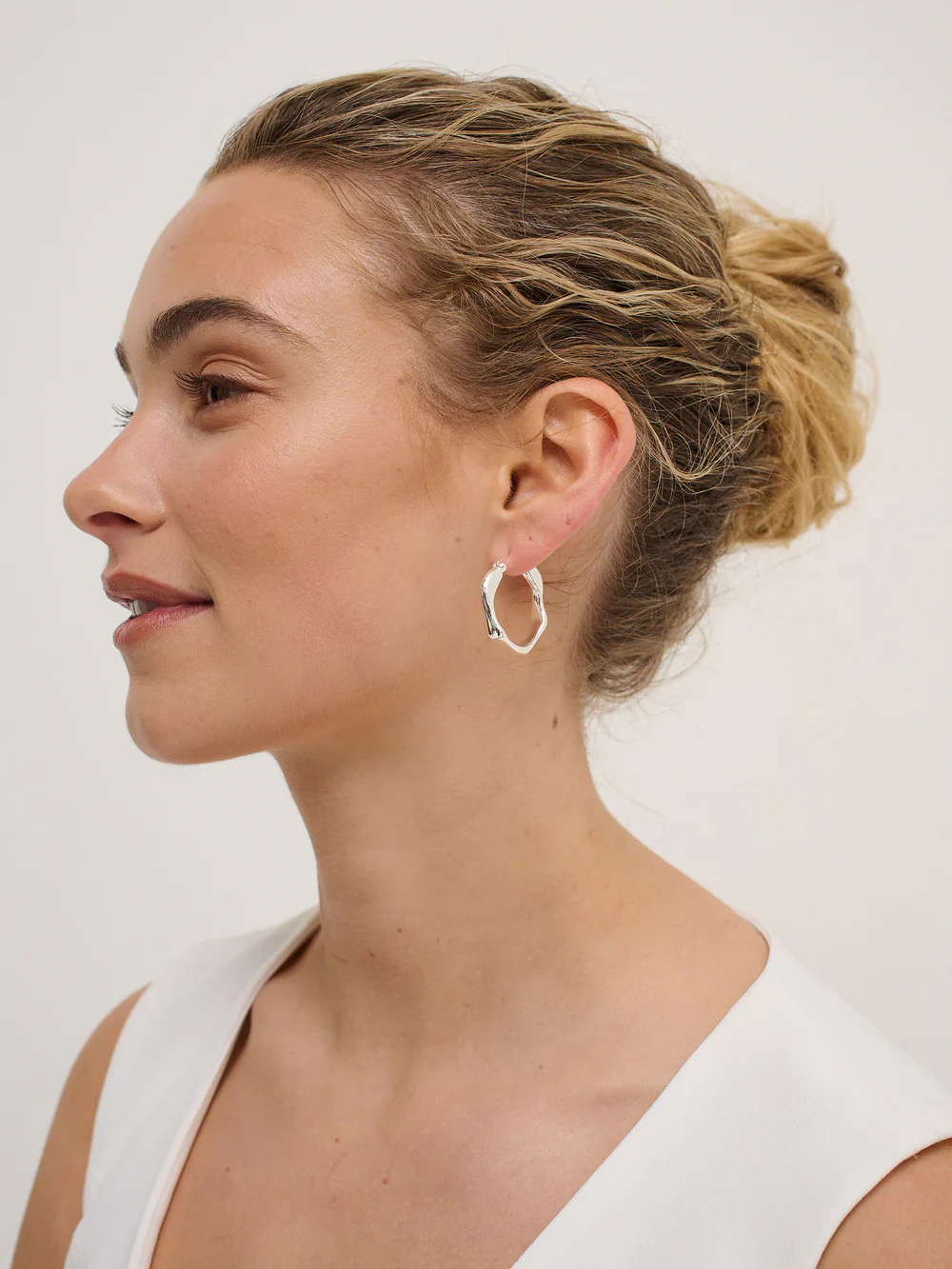 Angels Whisper - Wavy Textured Silver Plated Earrings - Image 3