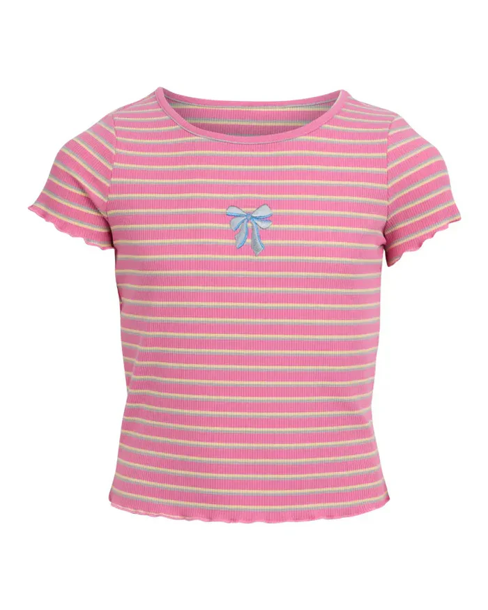 Eve Girl - Lottie Rib Tee - Pink - Kids Size 3-7