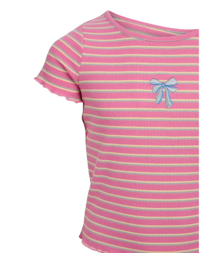 Eve Girl - Lottie Rib Tee - Pink - Kids Size 3-7 - Image 2
