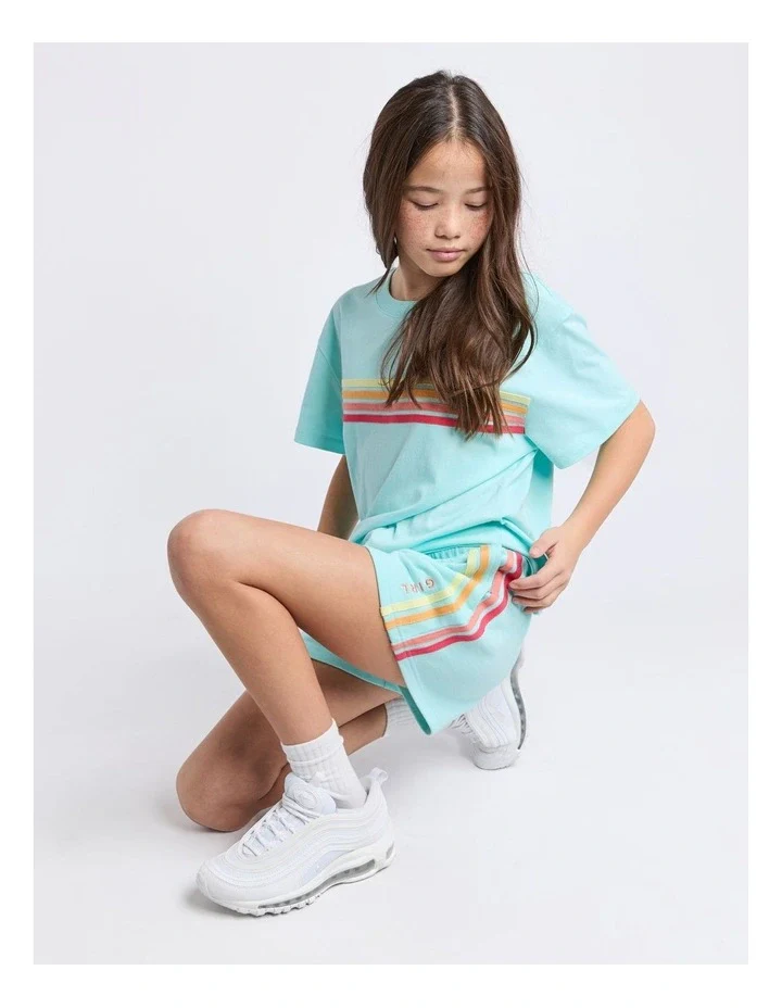 Eve Girl - Retro Fleece Short - Blue - Kids Size 8-14 - Image 2
