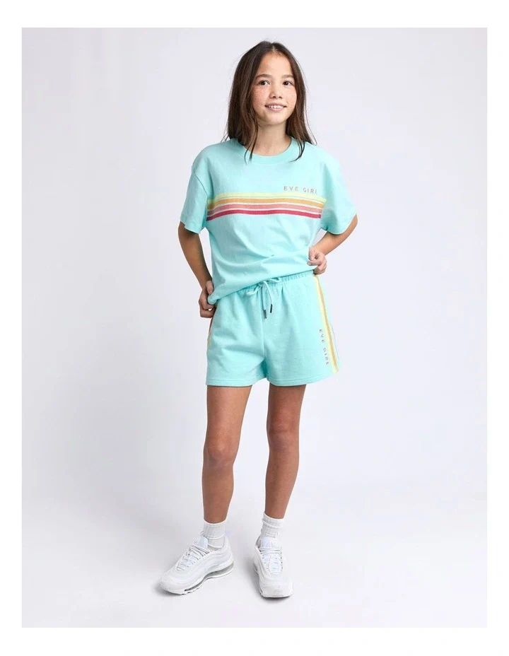 Eve Girl - Retro Fleece Short - Blue - Kids Size 8-14 - Image 3