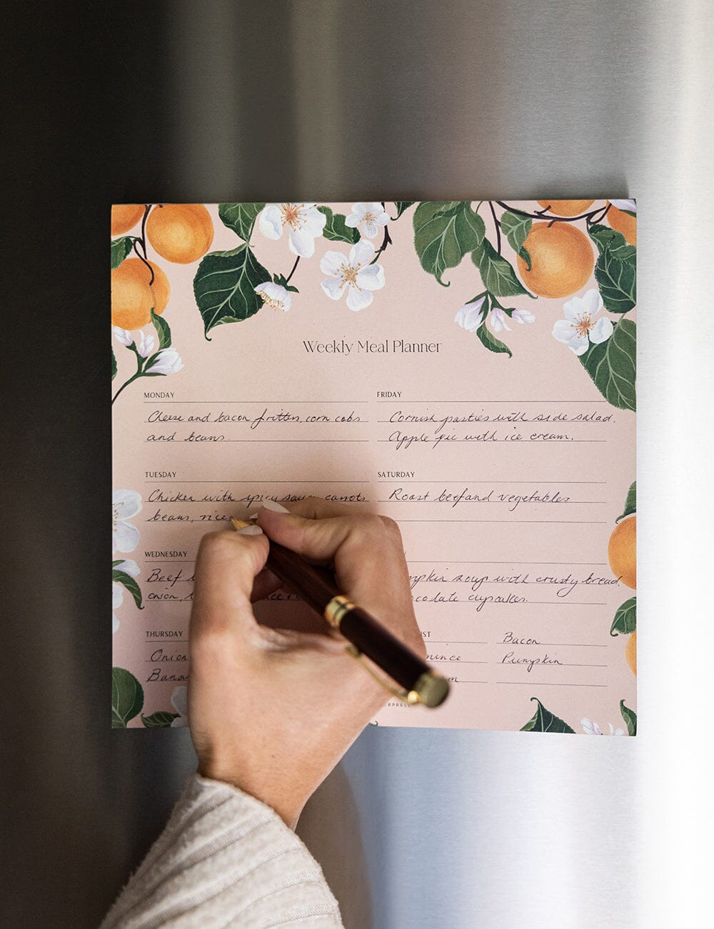 Bespoke Letterpress - Meal Planner Notepad - Peaches - Image 2