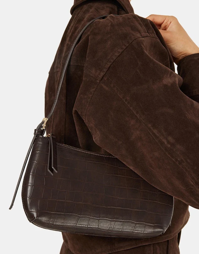 Billini - Elizabeth Shoulder Bag - Chocolate Croc