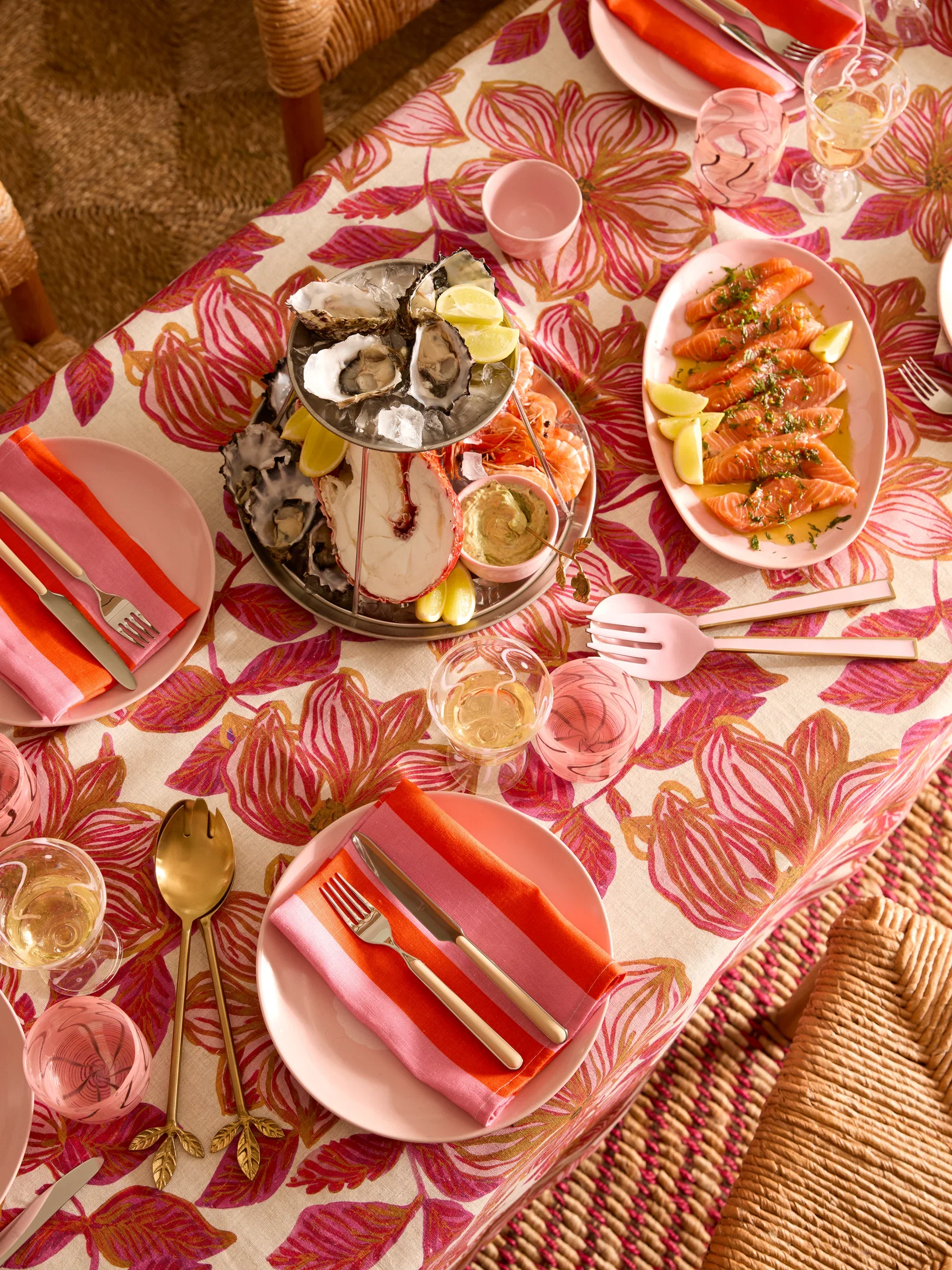 Bonnie & Neil - Azalea Pink Tablecloth - Image 2