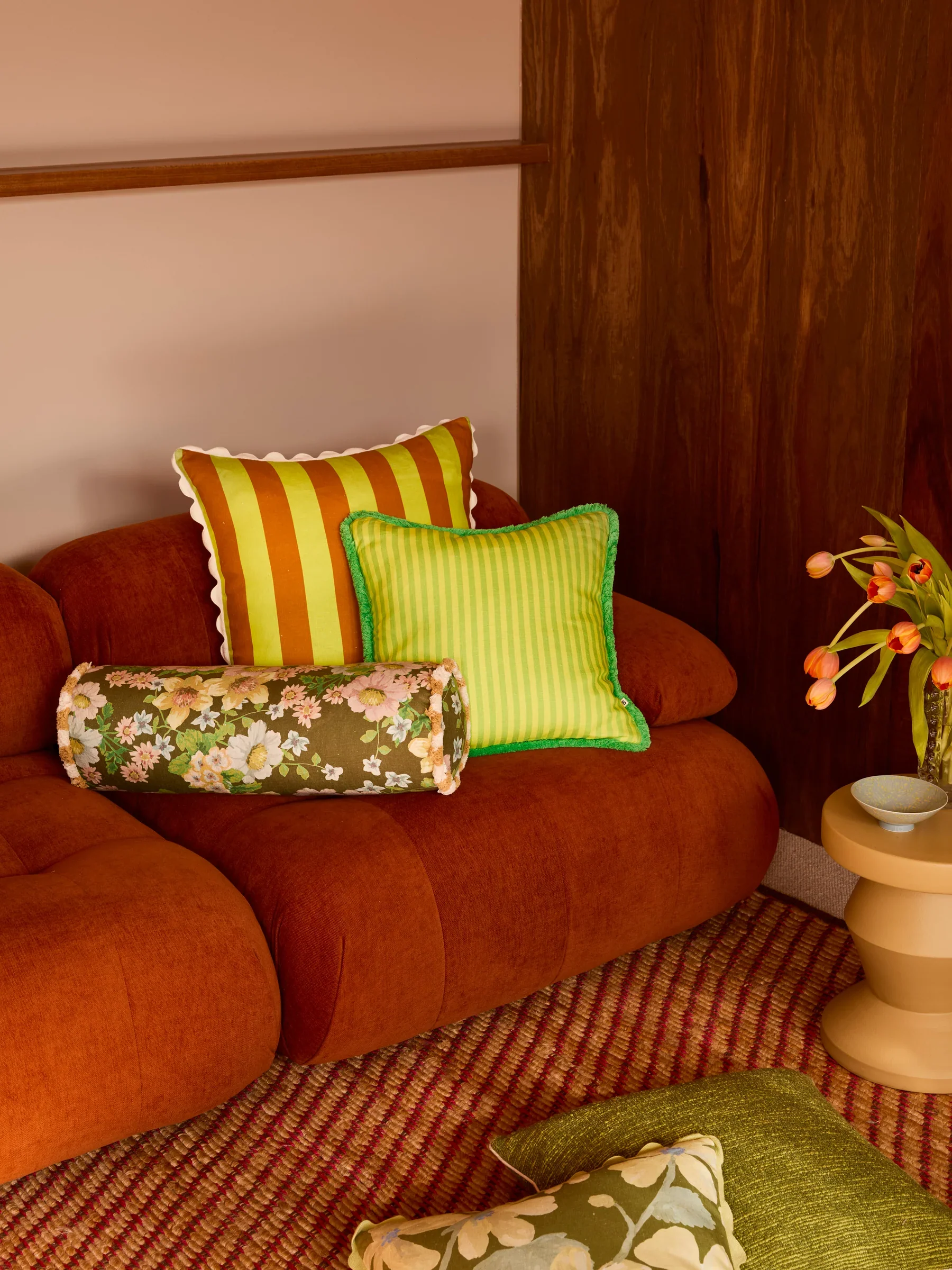 Bonnie & Neil - LOCAL PICK UP ONLY - Buttercup Olive Bolster Cushion - Image 4