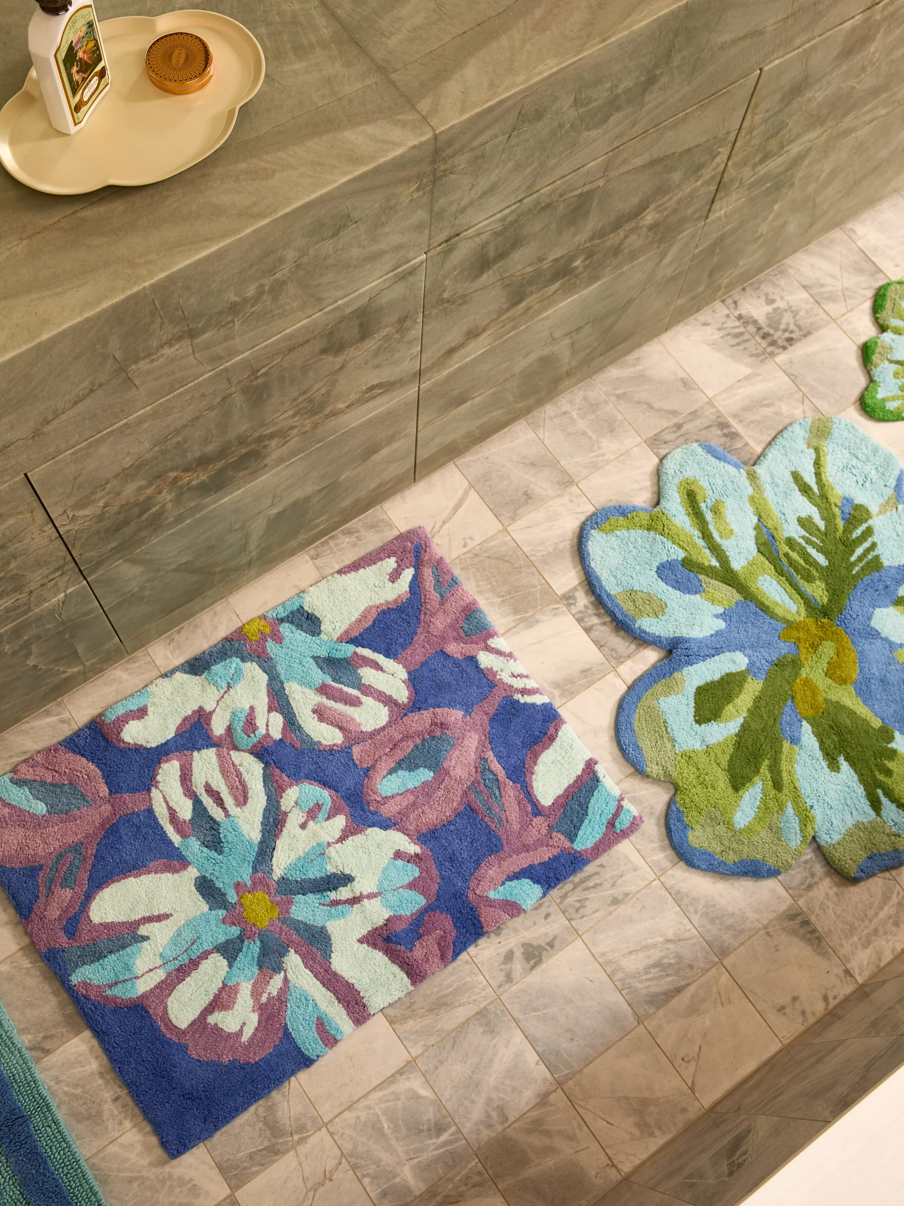 Bonnie & Neil - Dutch Floral Blue Bath Mat - Image 3