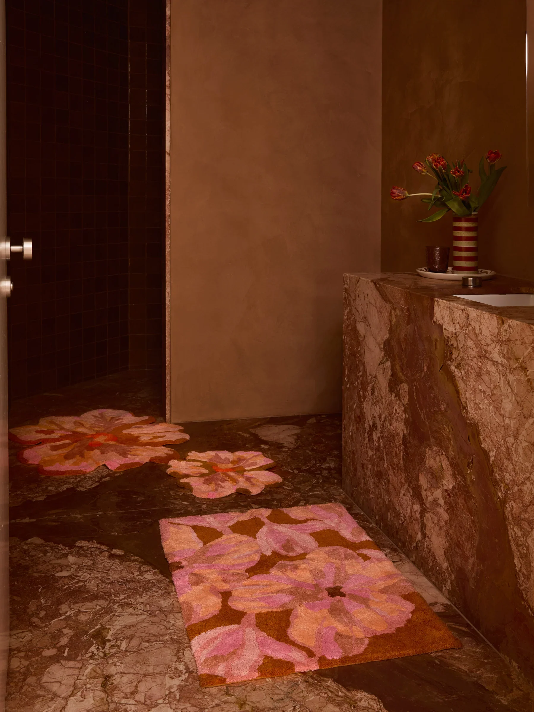 Bonnie & Neil - Dutch Floral Pink Bath Mat