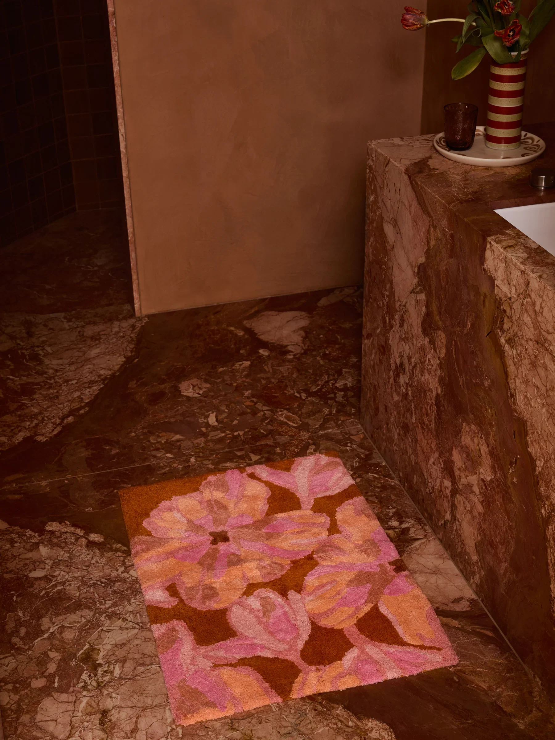 Bonnie & Neil - Dutch Floral Pink Bath Mat - Image 2