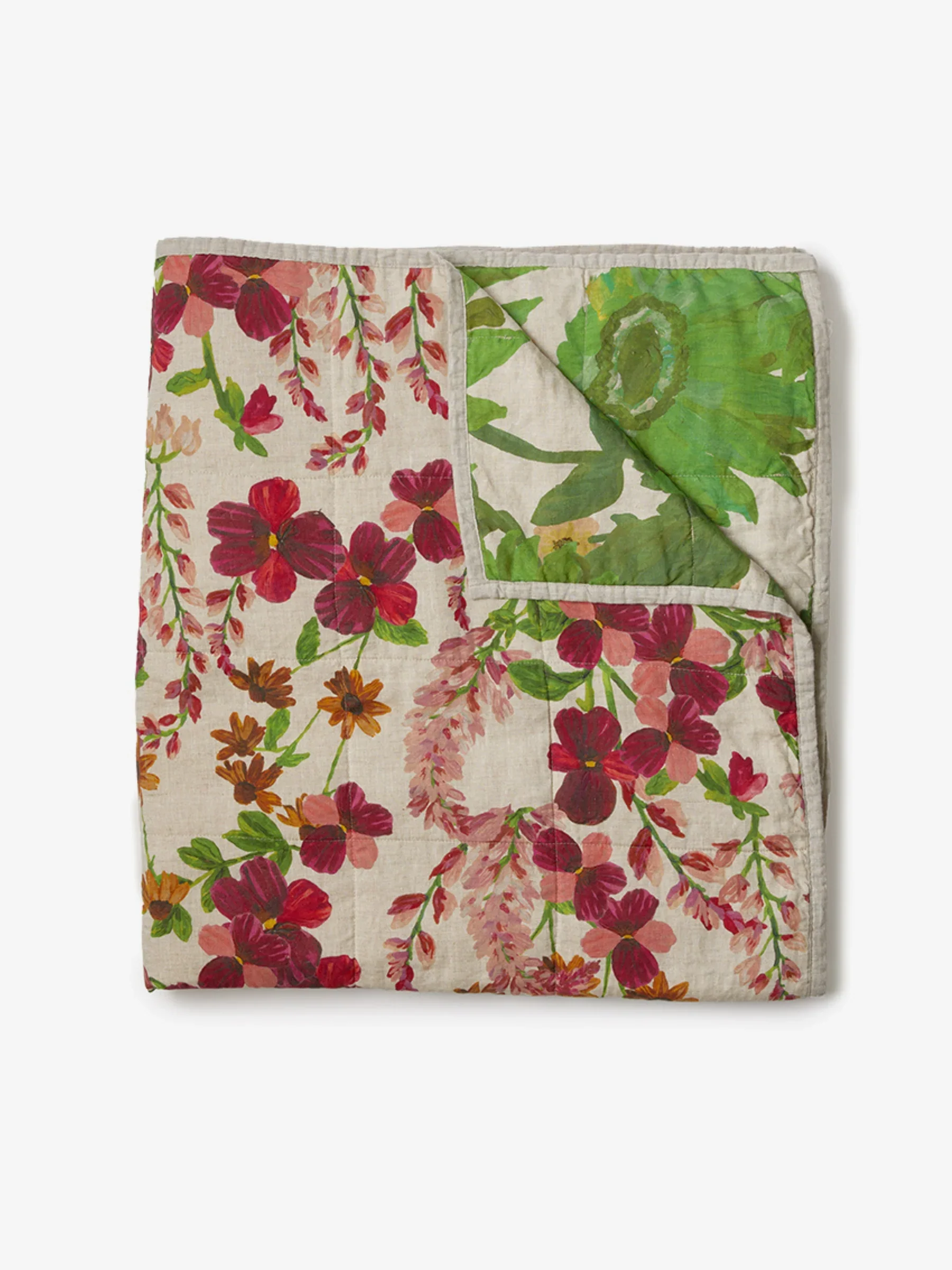 Bonnie & Neil - Lupin Multi & Marigold Leaf Linen Quilted Throw - Image 5