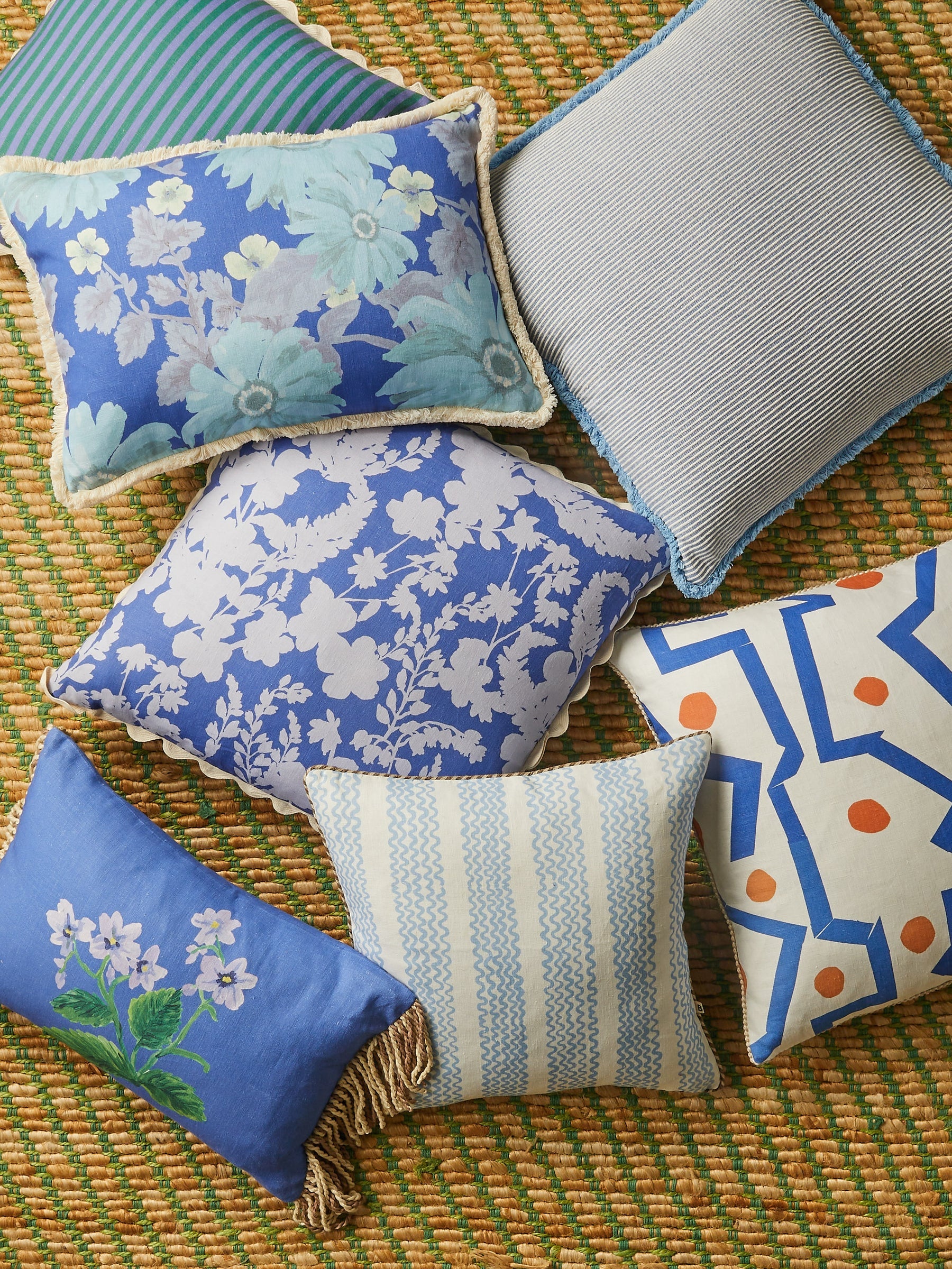 Bonnie & Neil - LOCAL PICK UP ONLY - Mini Waves Soft Blue Linen Cushion - 50cm - Image 3
