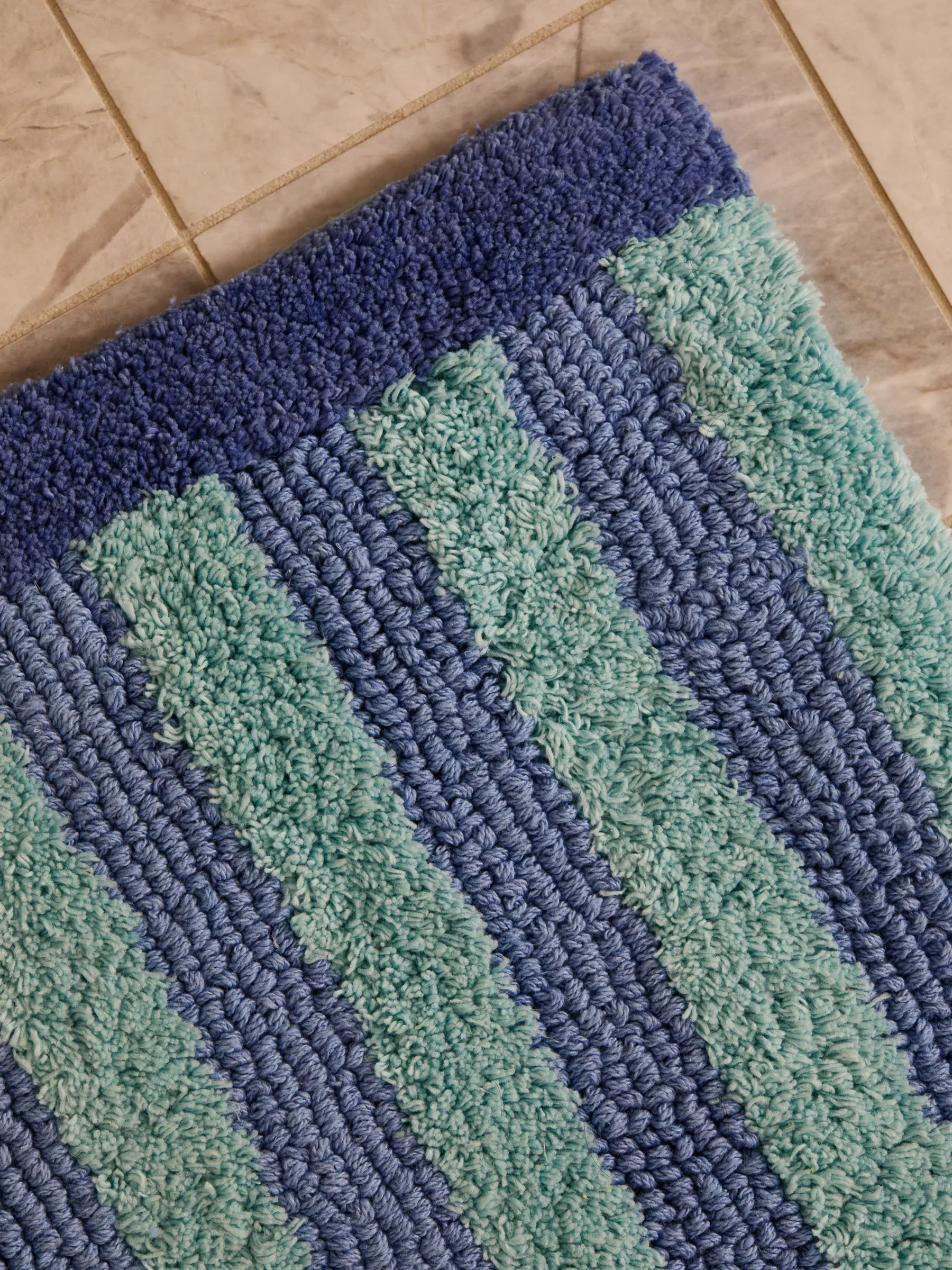 Bonnie & Neil - Stripe Blue Long Bath Mat - Image 4