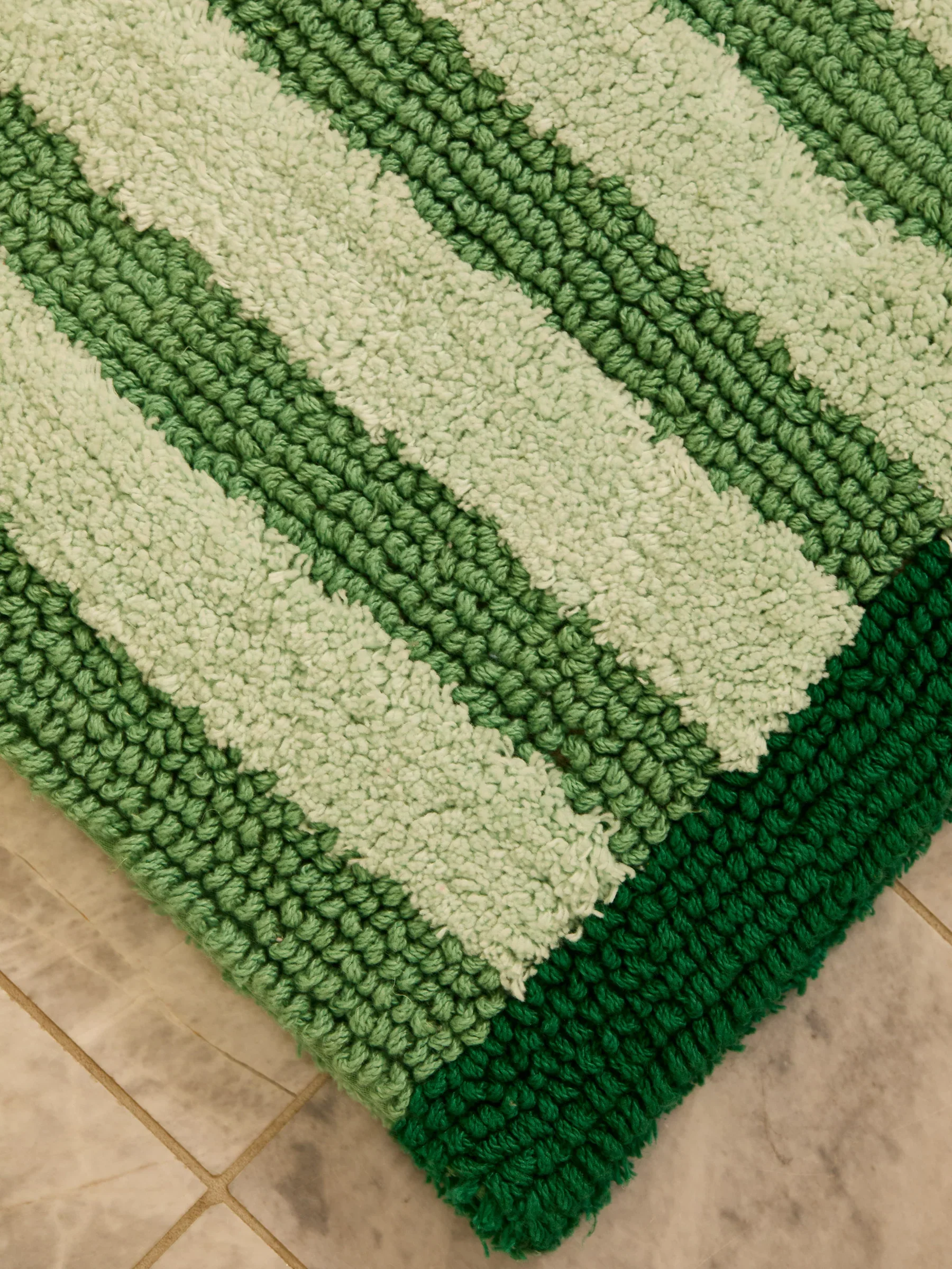 Bonnie & Neil - Stripe Green Long Bath Mat - Image 2